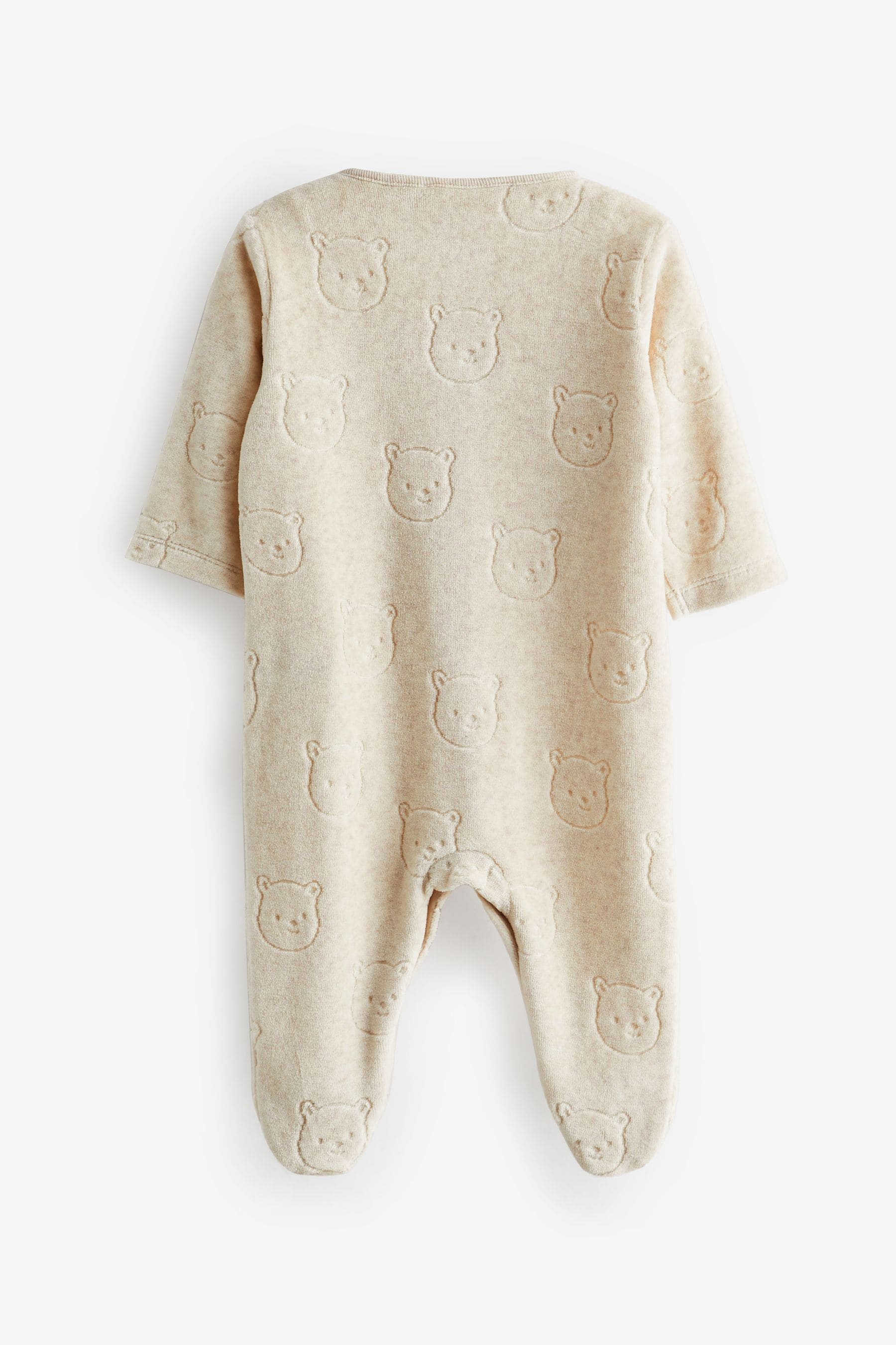 Oatmeal Bear Velour Sleepsuit (0mths-3yrs)