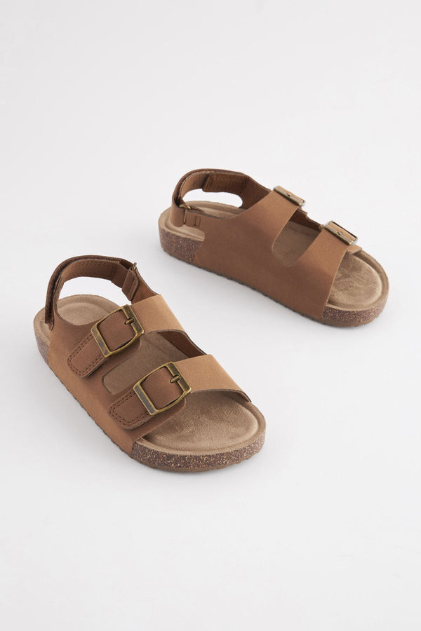 Tan Brown Standard Fit (F) Touch Fastening Corkbed Sandals