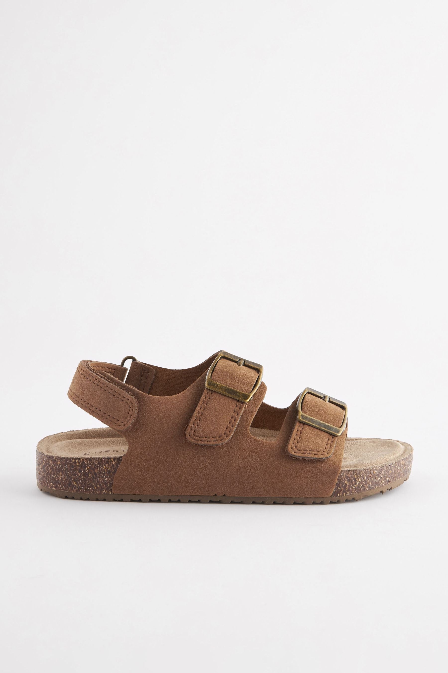 Tan Brown Double Touch Fastening Strap Corkbed Sandals