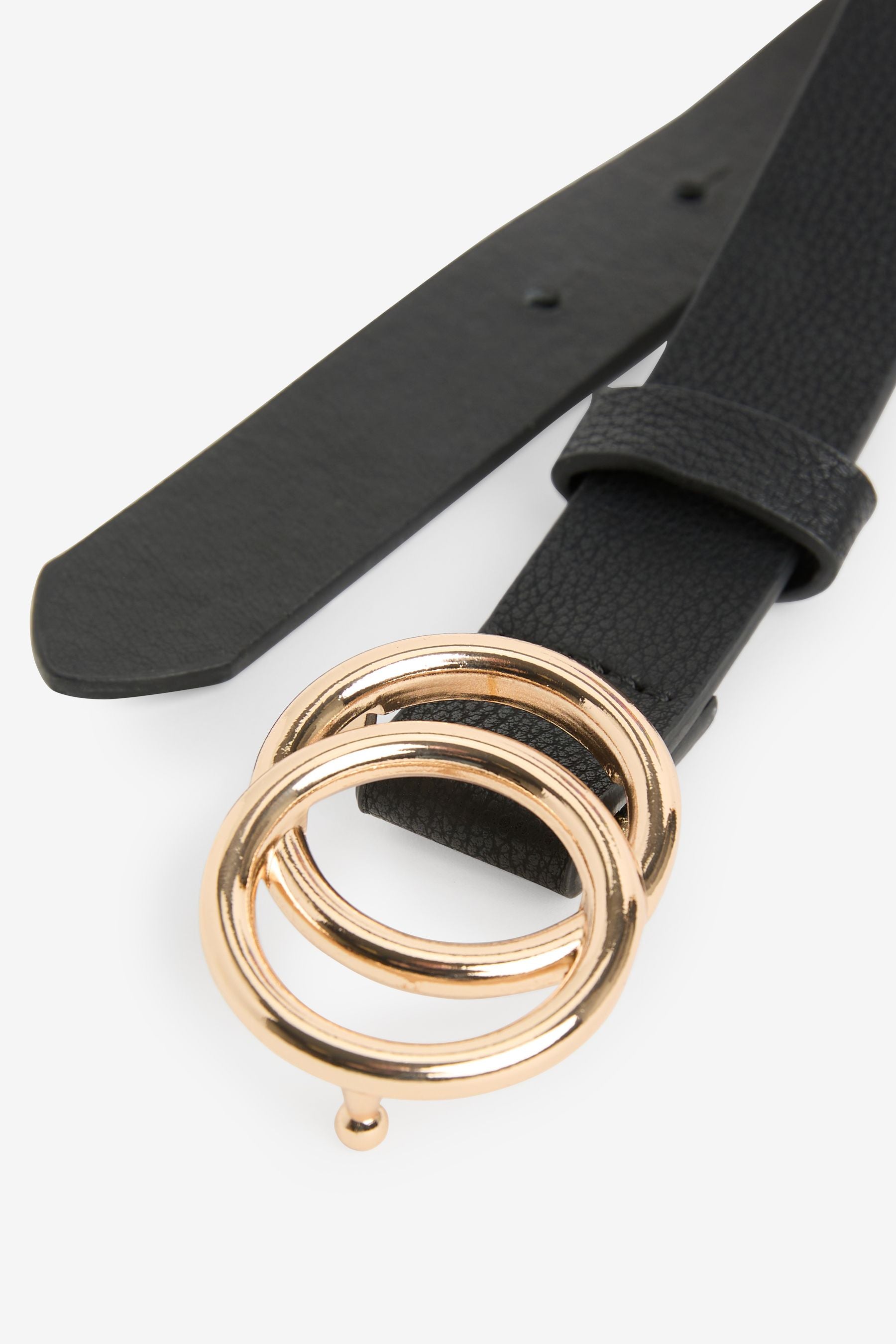 Black Black Belt with Gold Buckle Detail