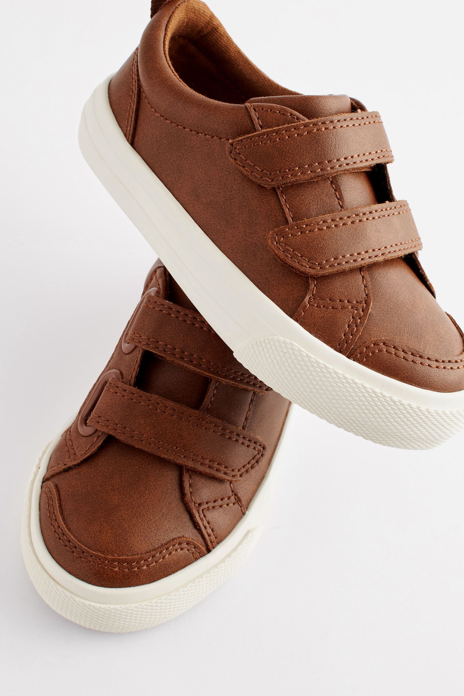 Tan Brown Two Strap Touch Fastening Trainers