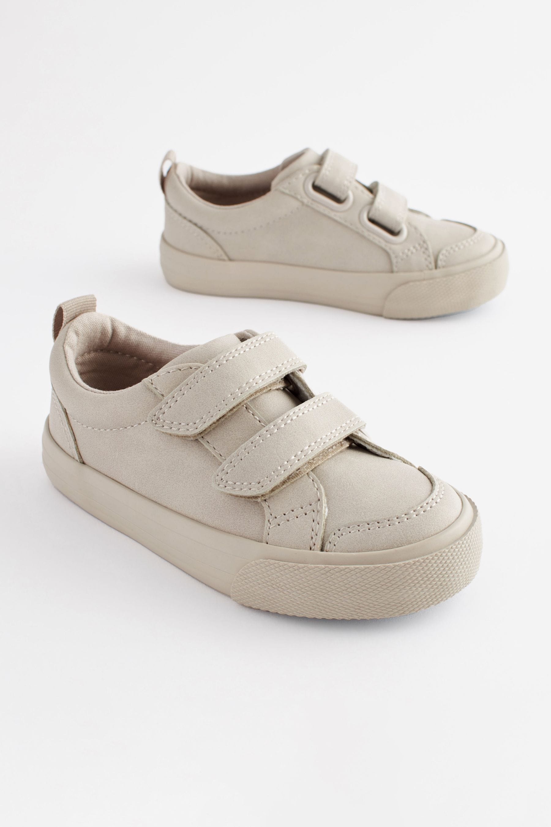 Stone Cream Two Strap Touch Fastening Trainers