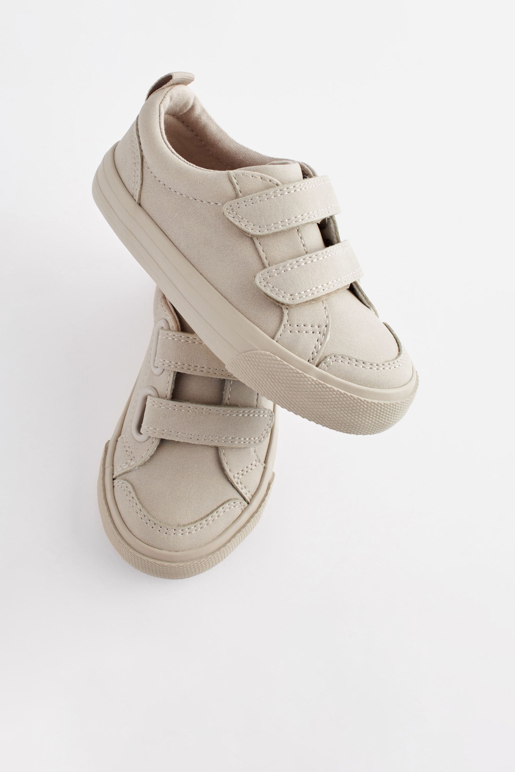 Stone Cream Standard Fit (F) Two Strap Touch Fastening Trainers