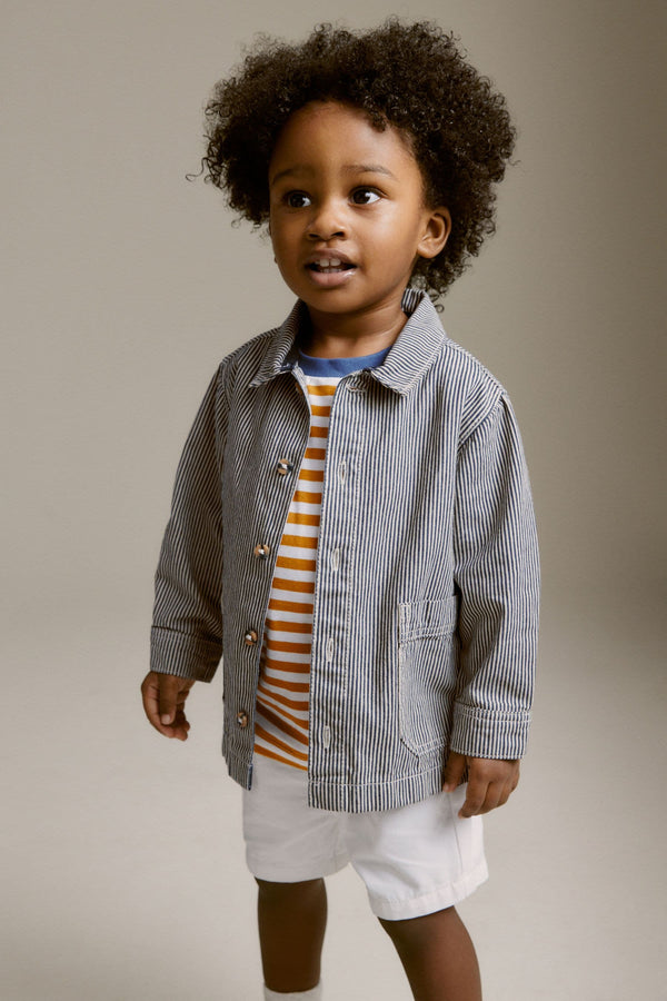 Stripe 100% Cotton Denim Shacket T-Shirt and Shorts Set (3mths-7yrs)