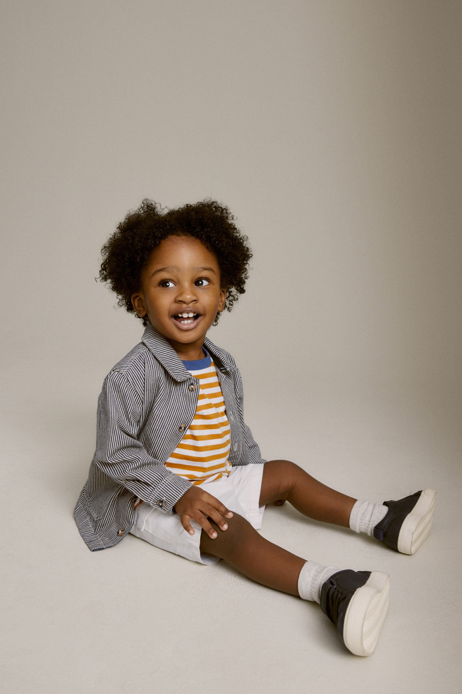 Stripe 100% Cotton Denim Shacket T-Shirt and Shorts Set (3mths-7yrs)