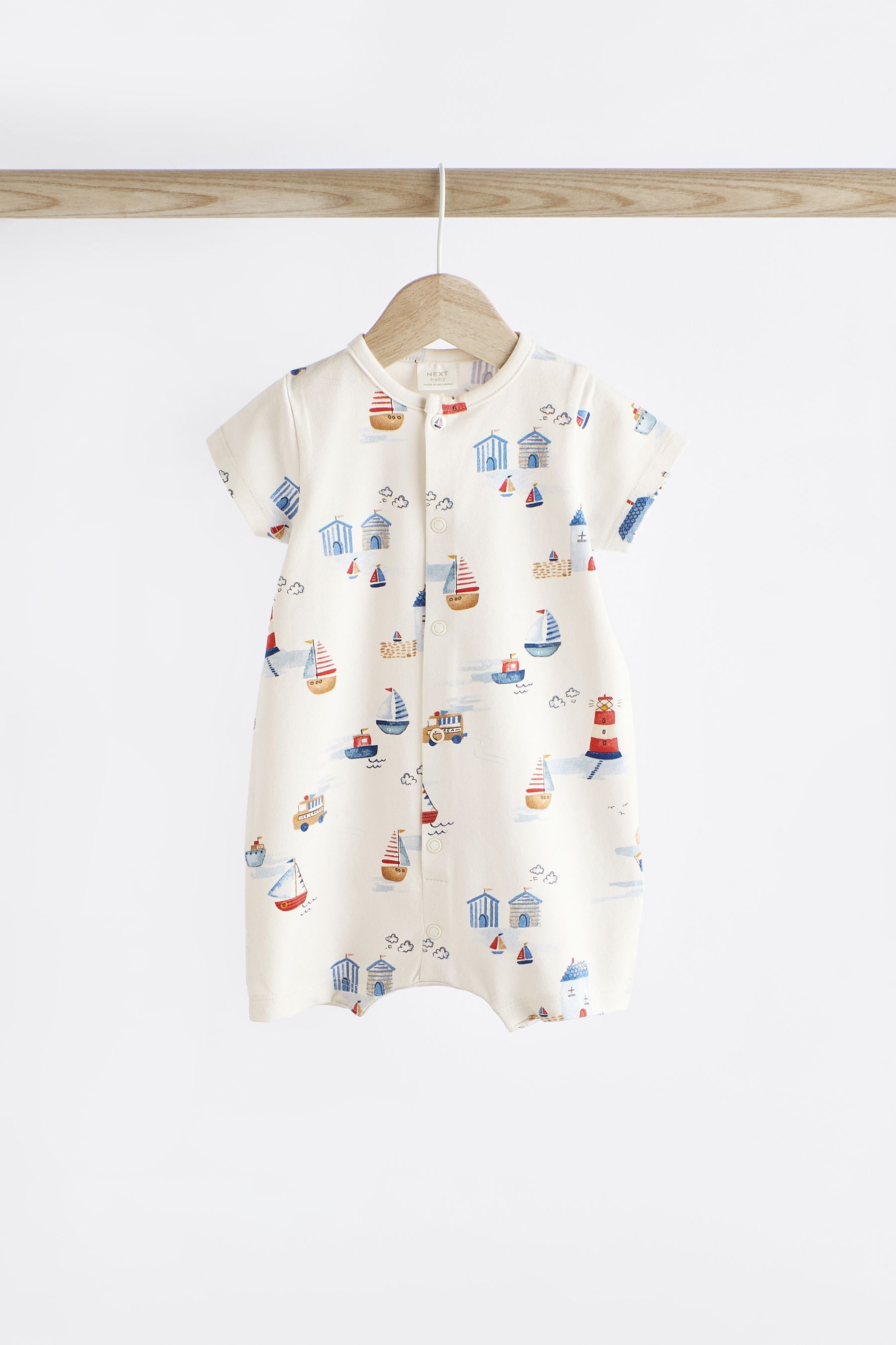 Blue Boat Baby Jersey 100% Cotton Rompers 3 Pack