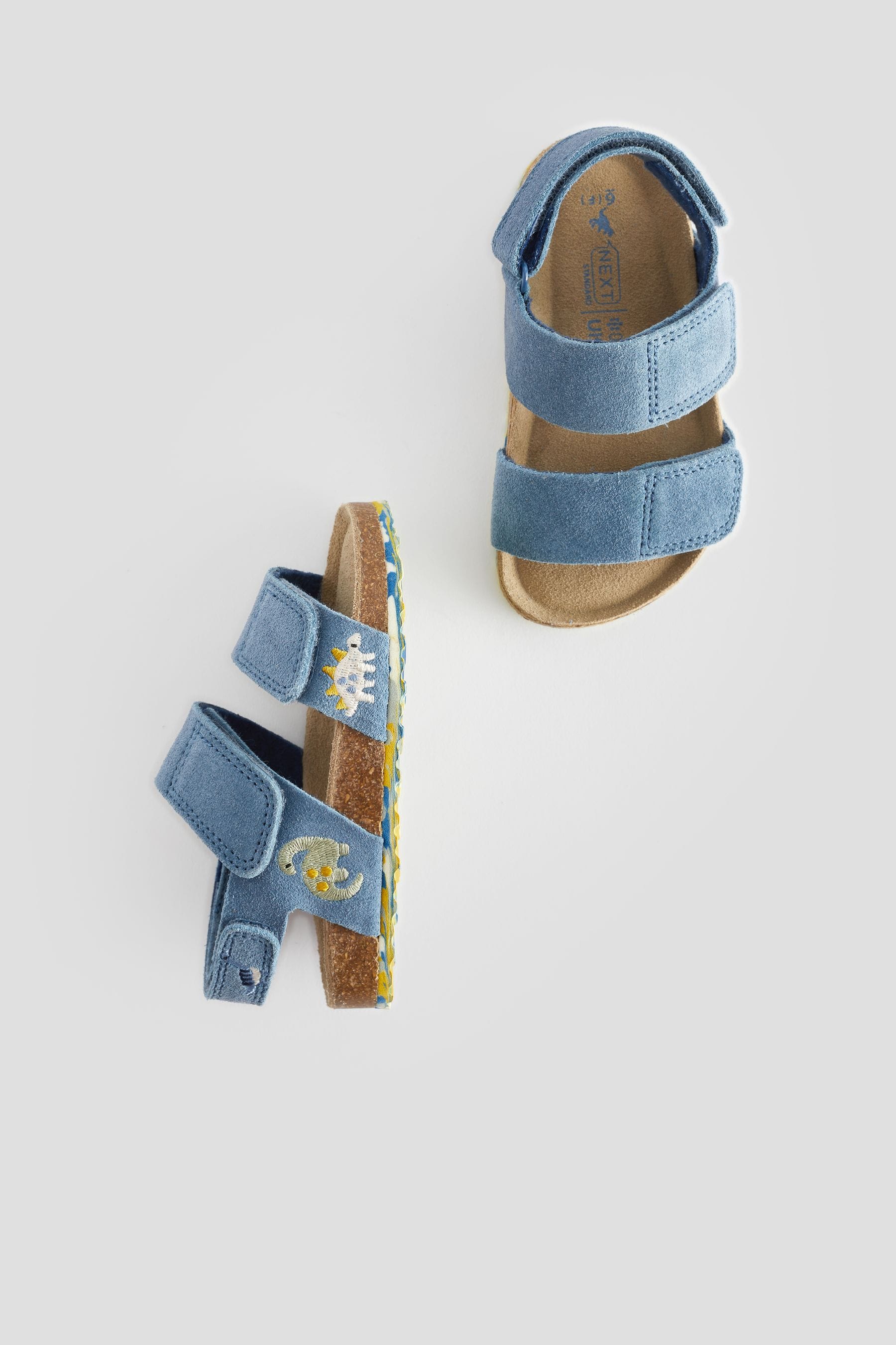 Blue Dino Leather Touch Fastening Corkbed Sandals