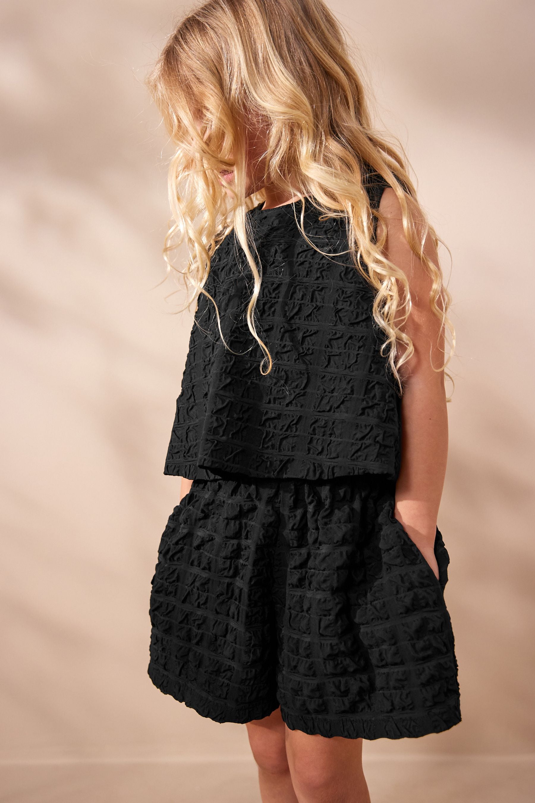 Black Textured Co-ord Set (3-16yrs)