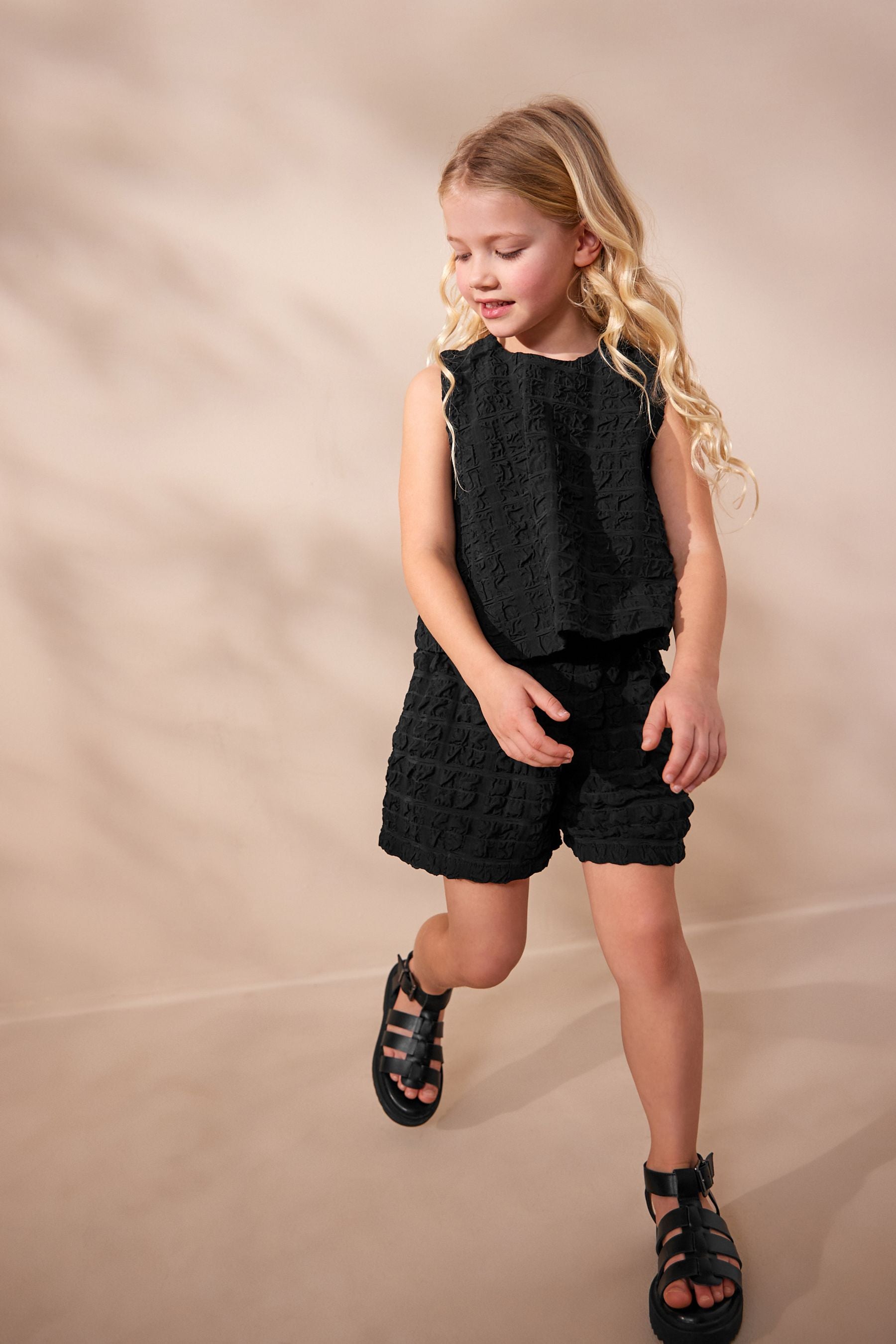 Black Textured Co-ord Set (3-16yrs)