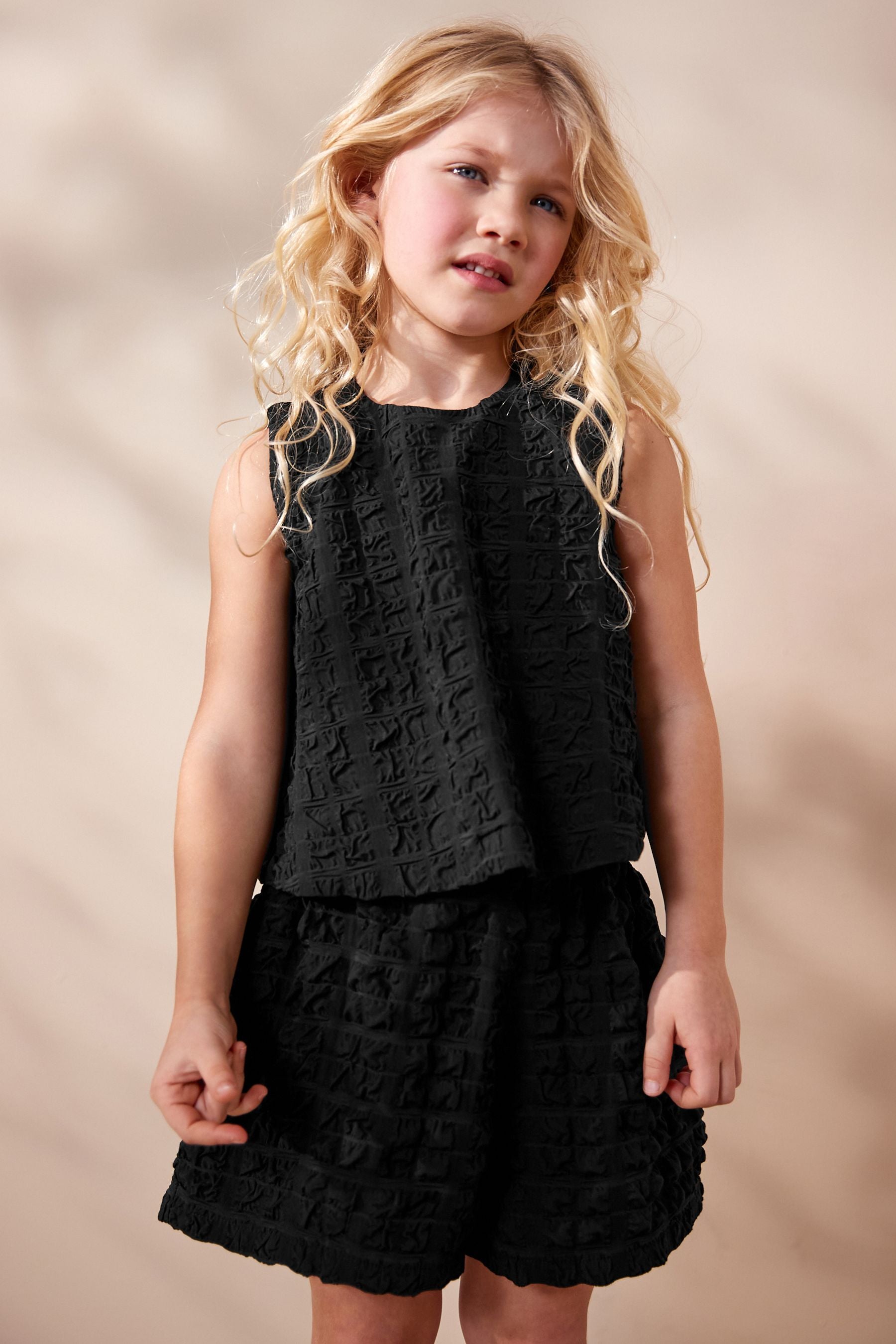 Black Textured Co-ord Set (3-16yrs)