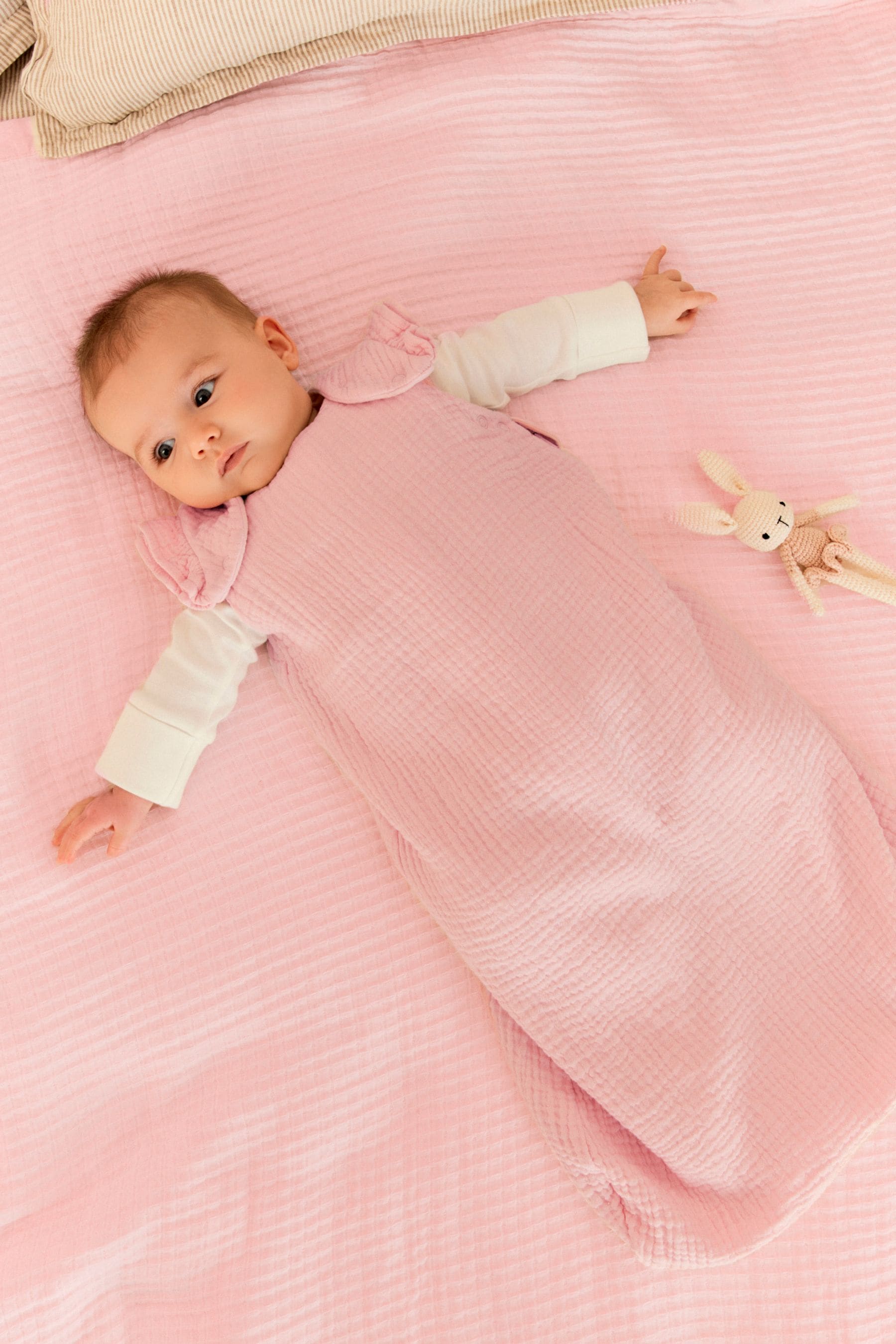 Pink Muslin 1 Tog  Baby 100% Cotton Sleep Bag