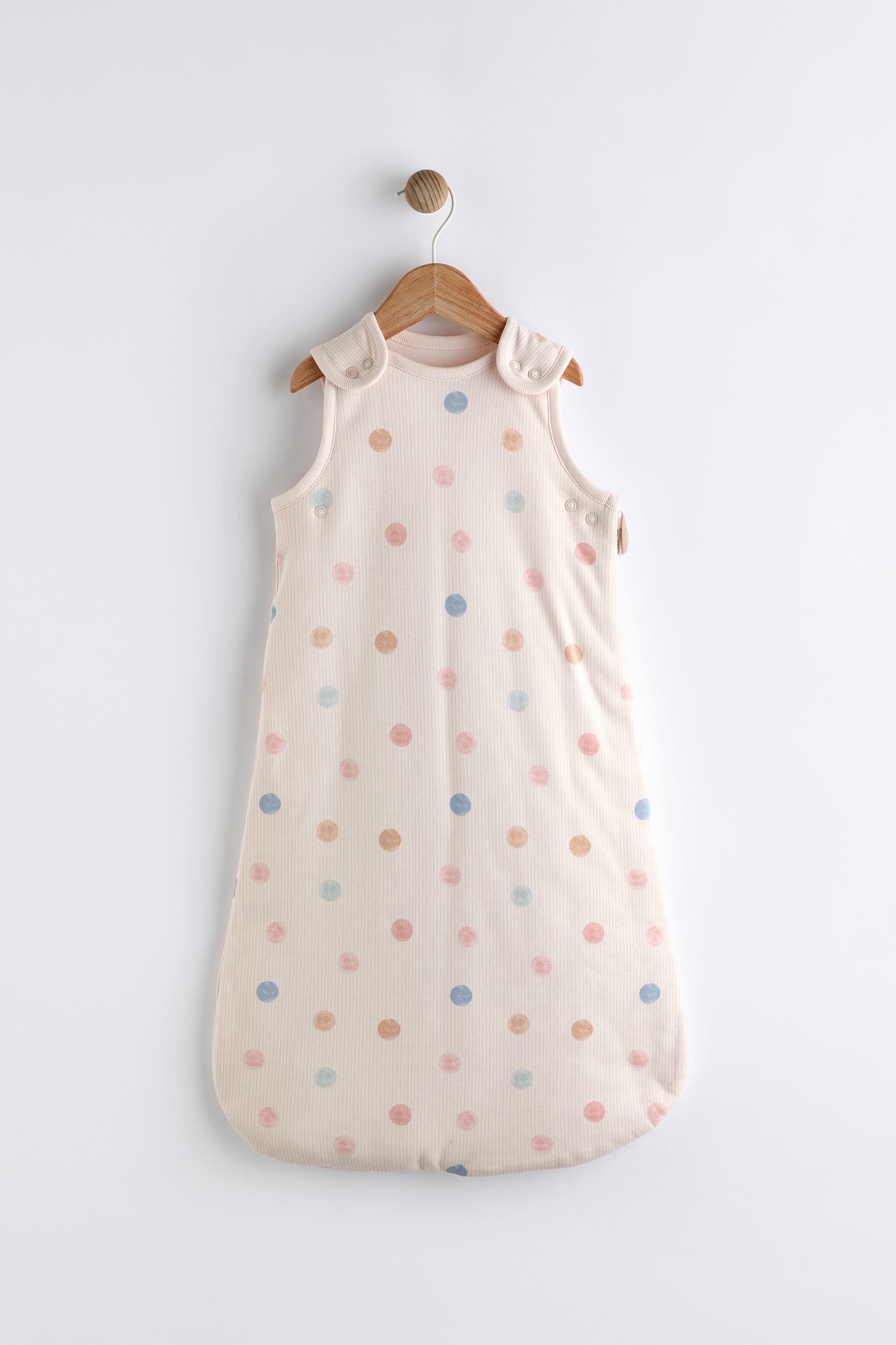 Beige Pink Multi Spot Baby 2.5 Tog 100% Cotton Sleep Bag