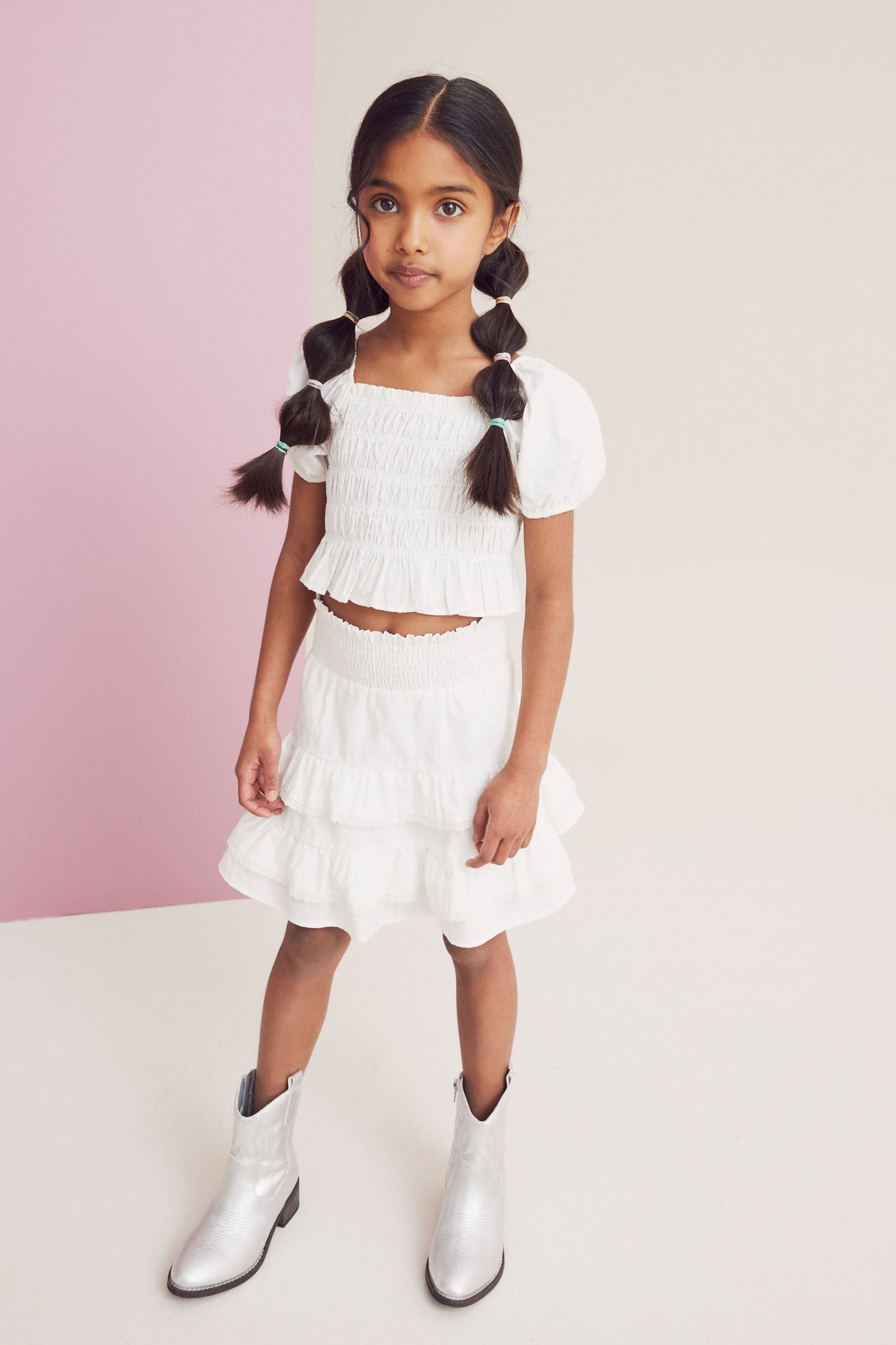 White Ruffle Co-ord Set (3-16yrs)