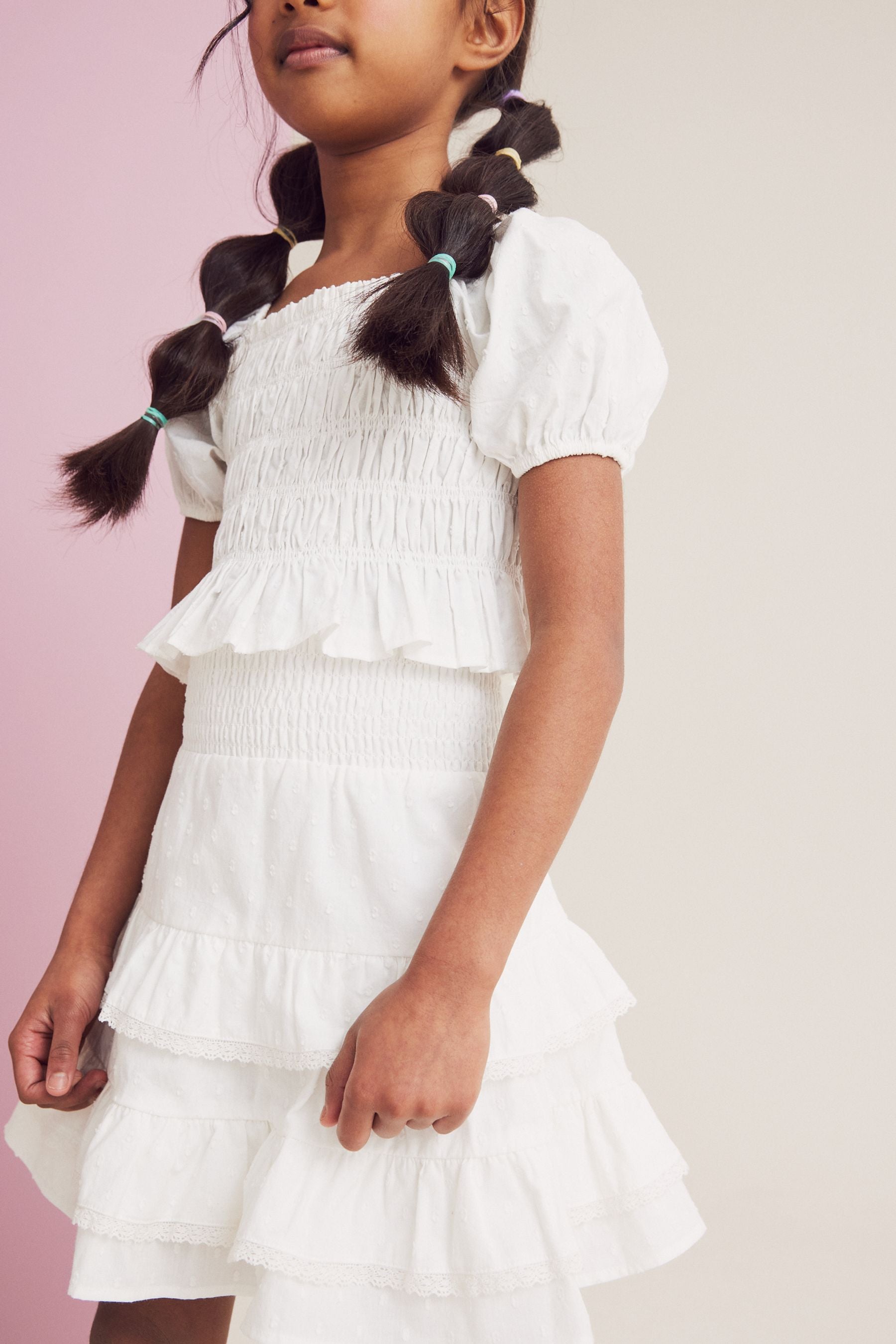 White Ruffle Co-ord Set (3-16yrs)