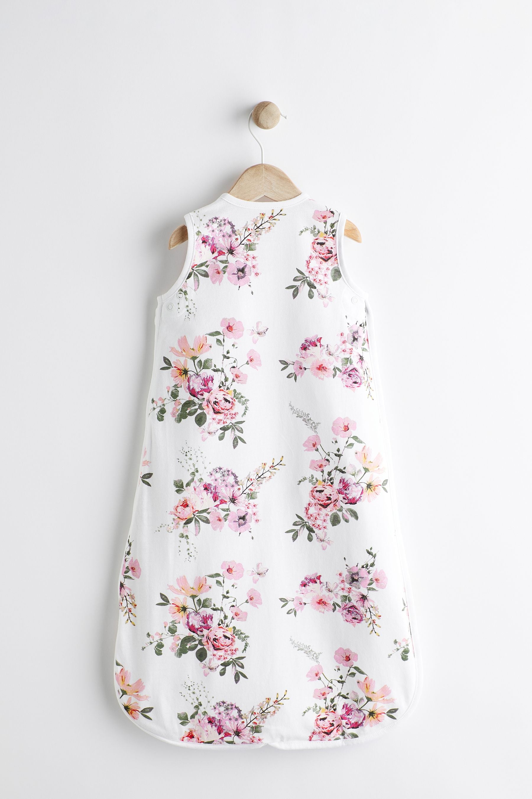 White Pink Floral 0.5 Tog Baby 100% Cotton Sleep Bag