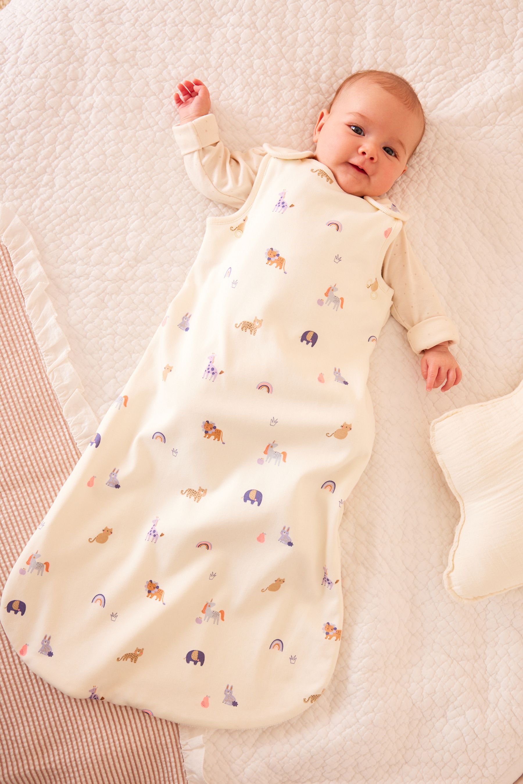 Beige Mini Unicorn 1 Tog  Baby 100% Cotton Sleep Bag