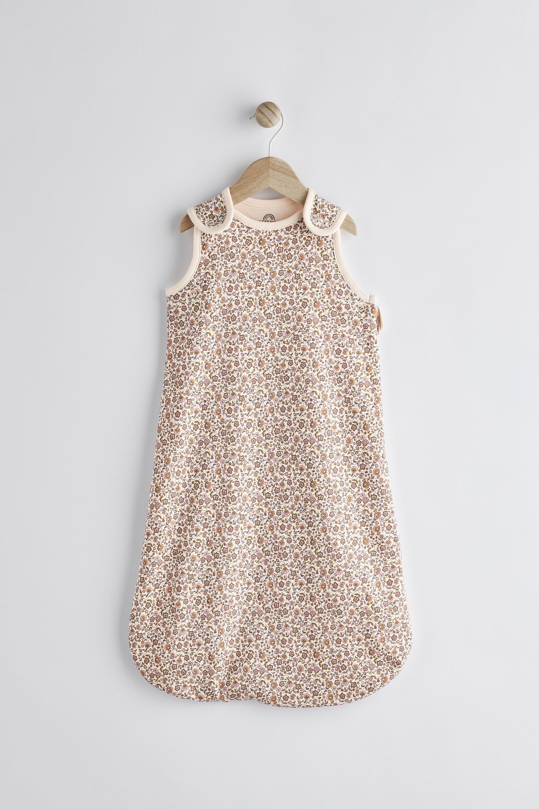 Rust Brown Floral 1 Tog  Baby 100% Cotton Sleep Bag