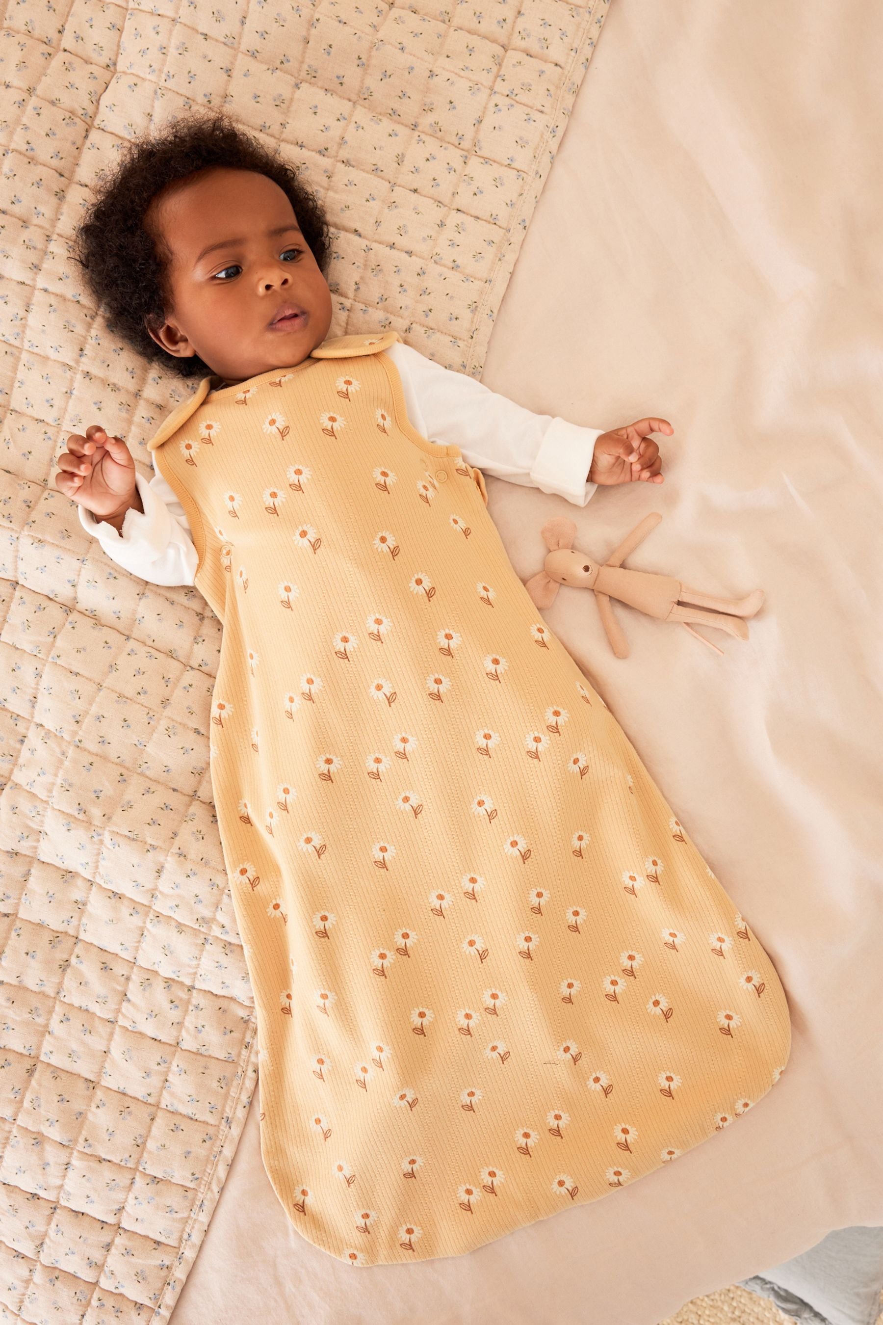 Ochre Yellow Daisy 1 Tog  Baby 100% Cotton Sleep Bag