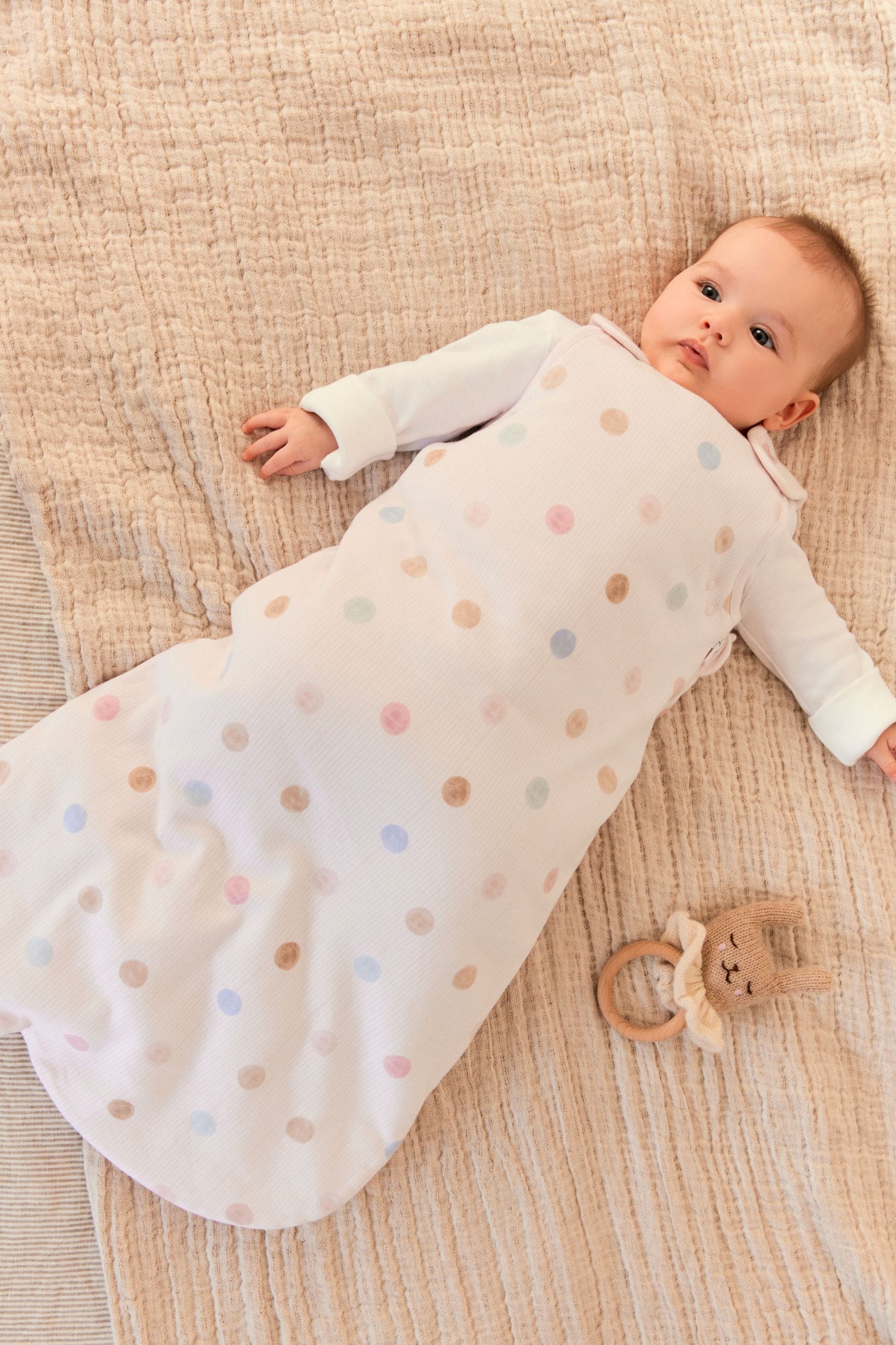 Beige Spot Baby 2.5 Tog 100% Cotton Sleep Bag