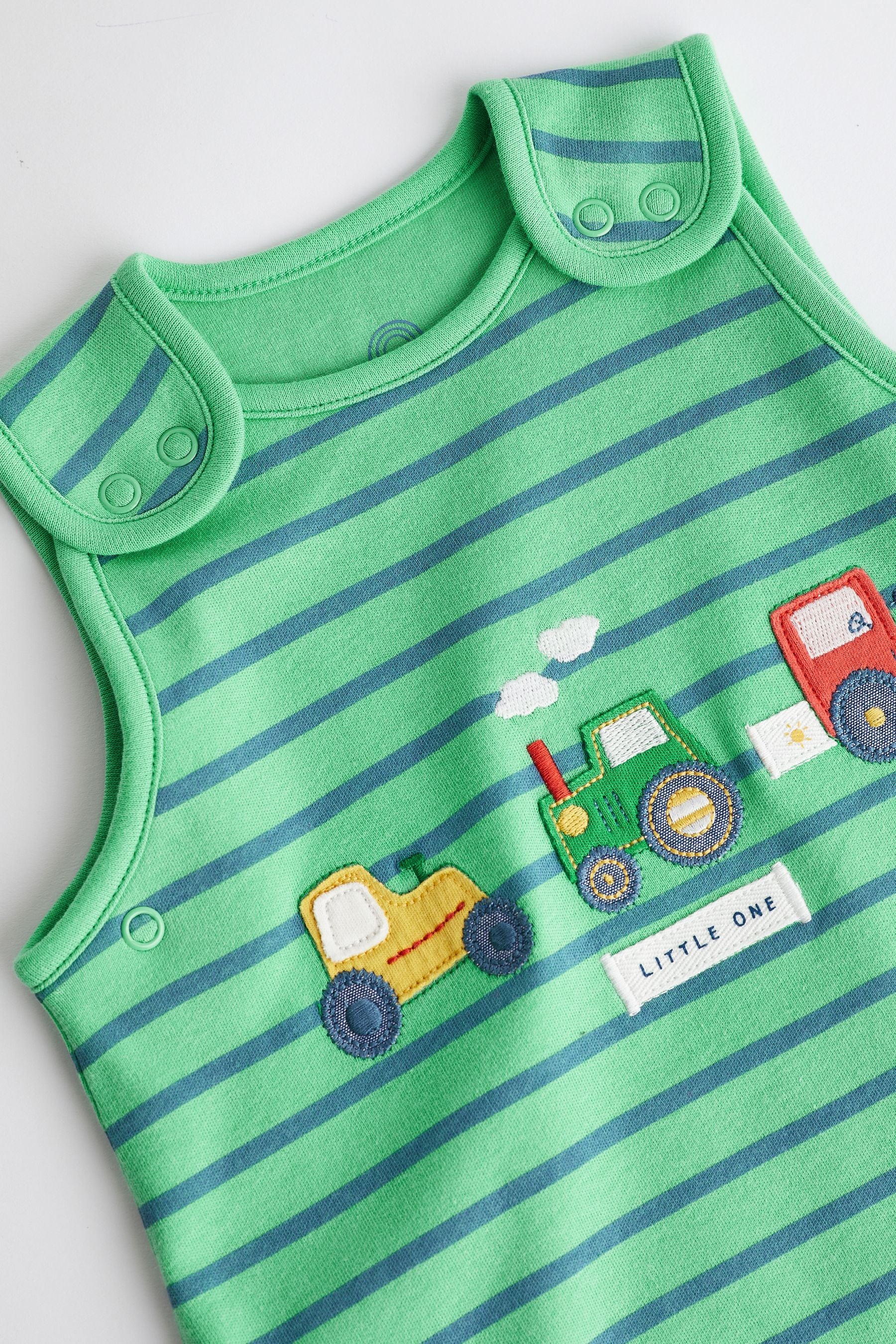 Green Blue Stripe Tractor 1 Tog  Baby 100% Cotton Sleep Bag