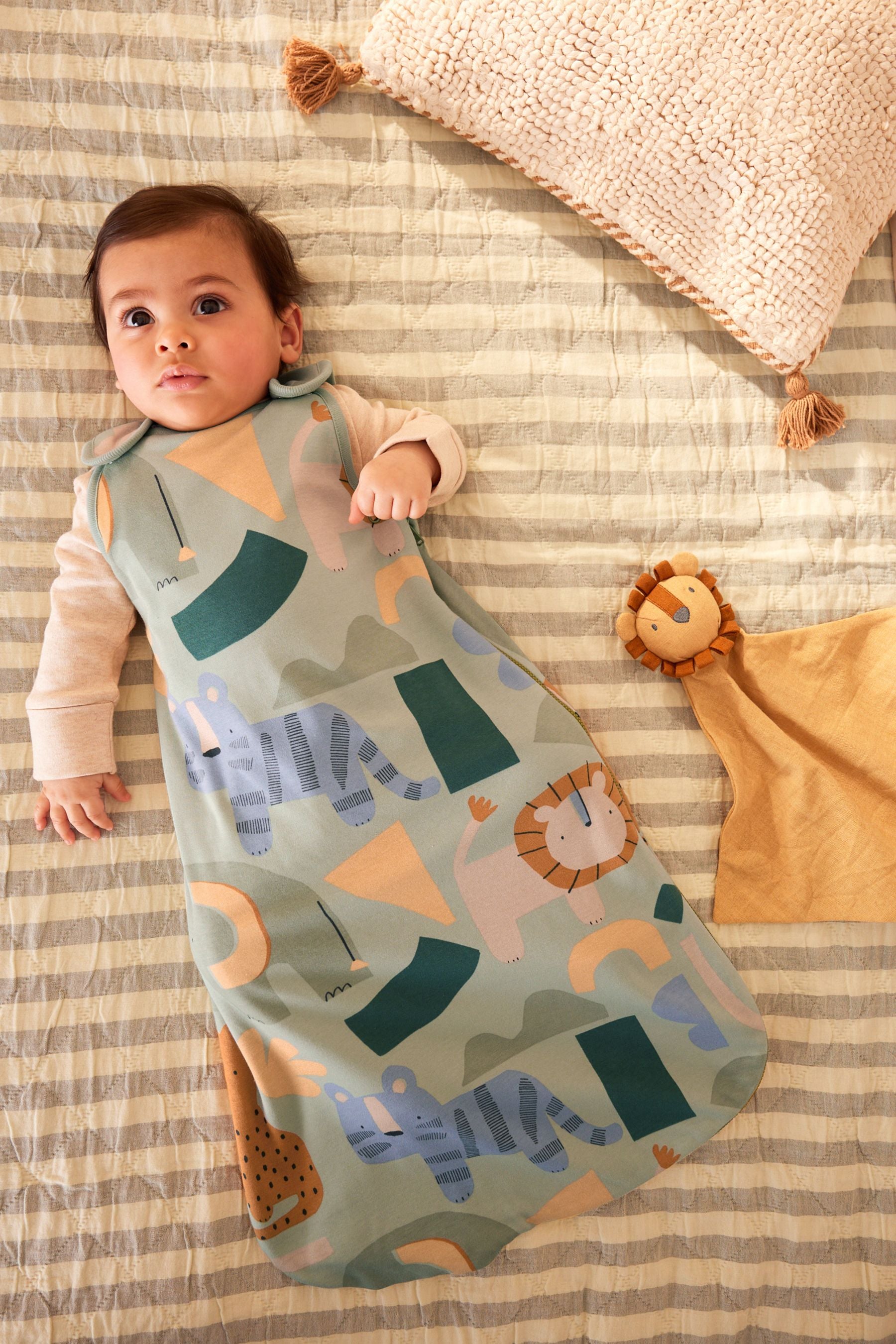 Green Safari 1 Tog  Baby 100% Cotton Sleep Bag