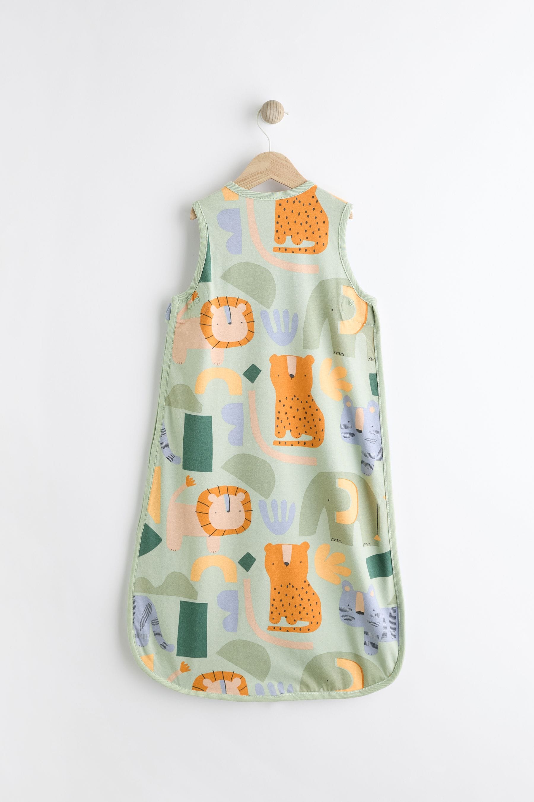 Green Safari Animals 0.5 Tog Baby 100% Cotton Sleep Bag