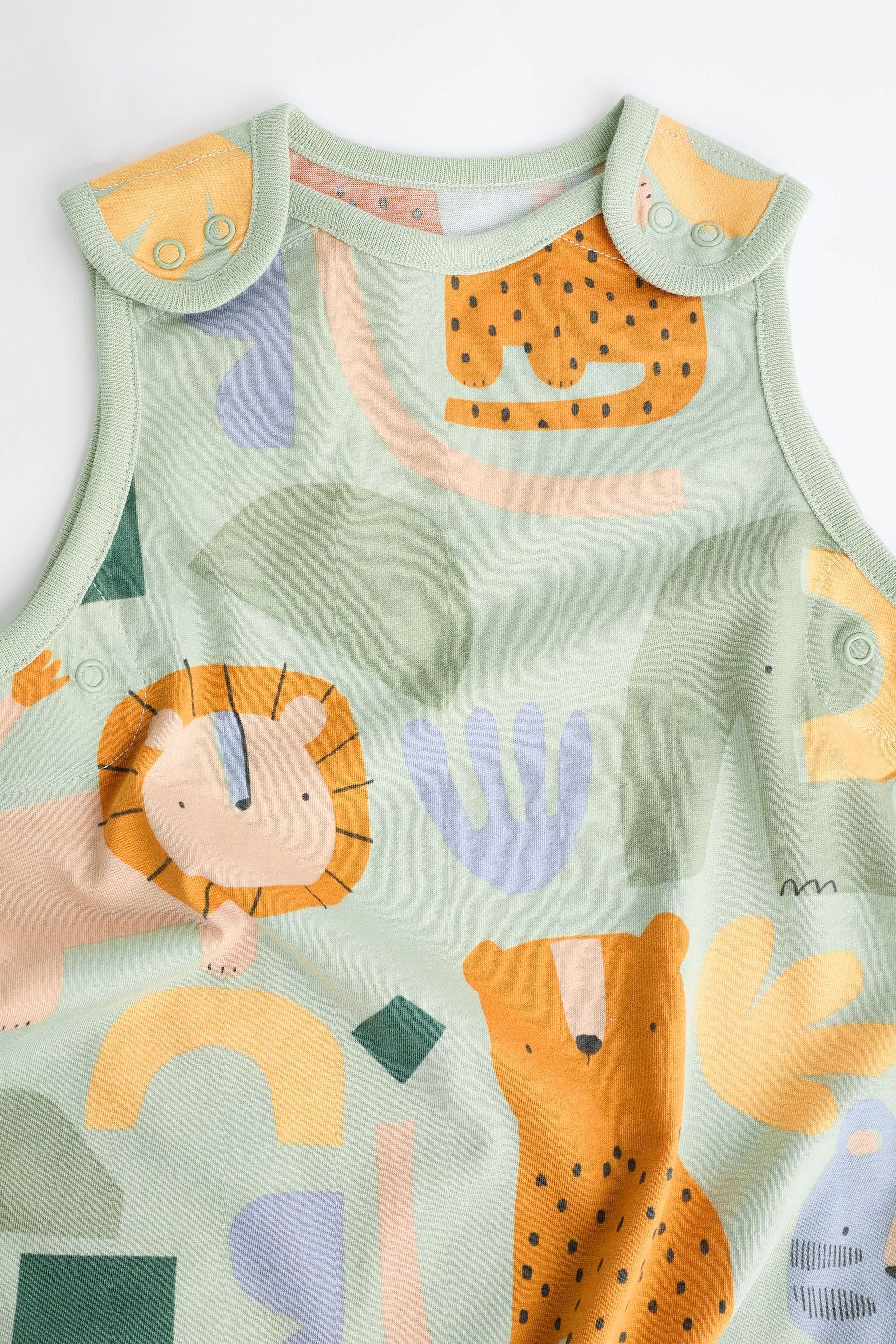 Green Safari Animals 0.5 Tog Baby 100% Cotton Sleep Bag