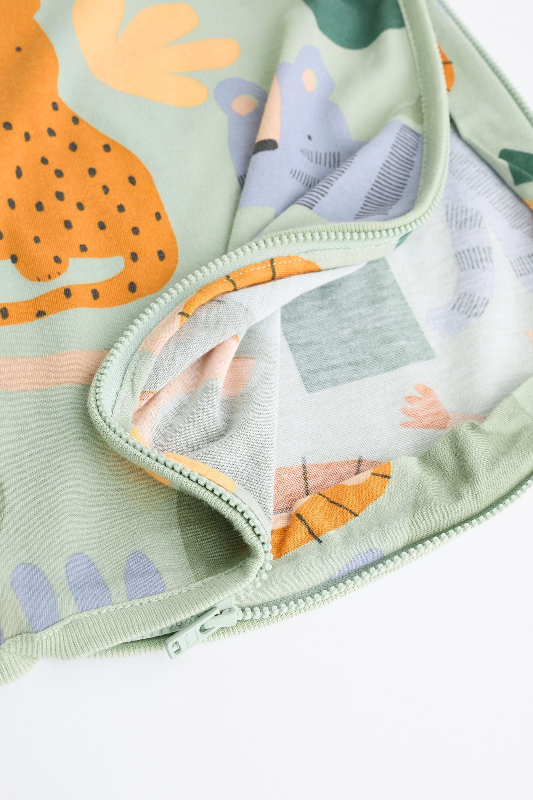 Green Safari Animals 0.5 Tog Baby 100% Cotton Sleep Bag