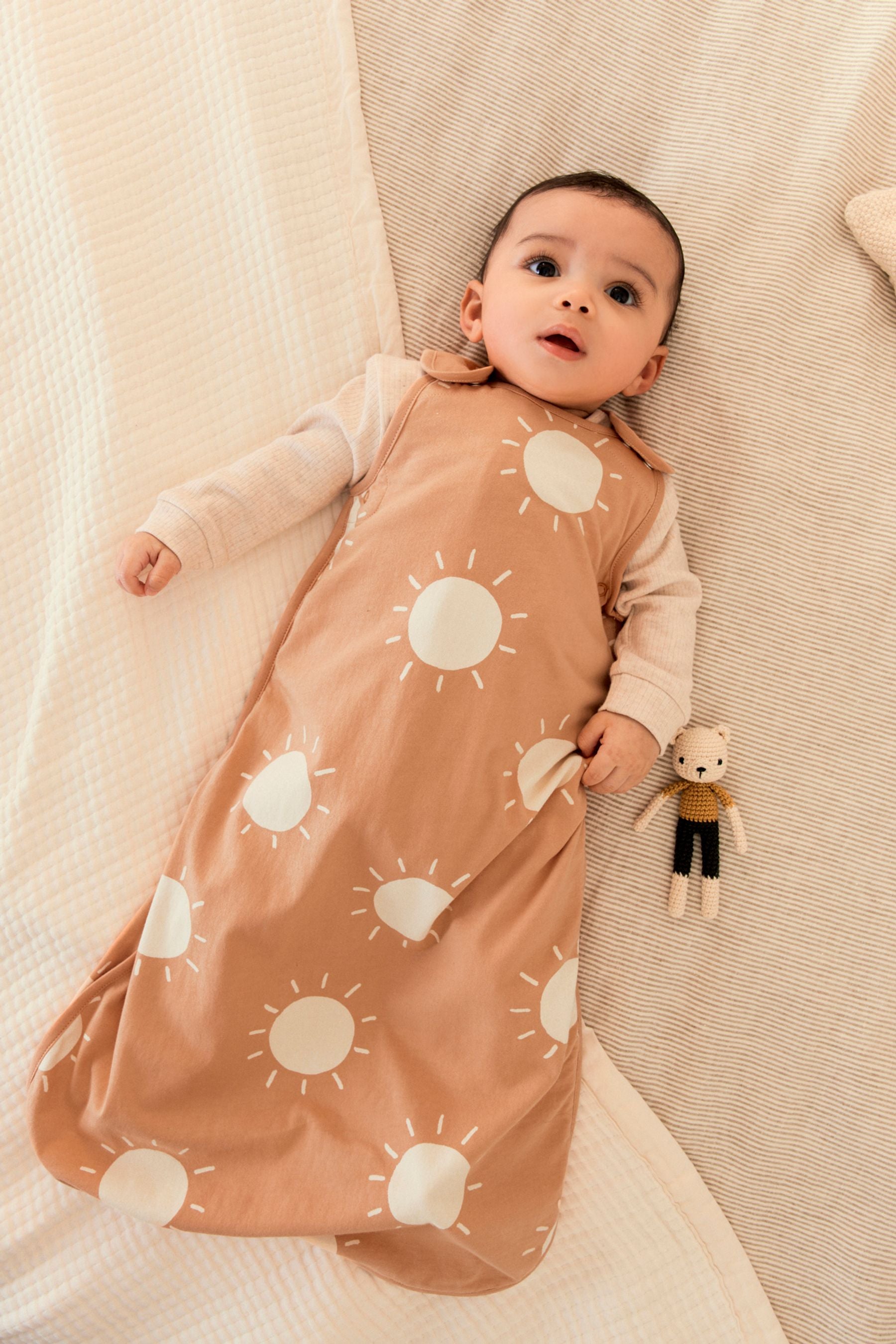 Rust Orange Sun 0.5 Tog Baby 100% Cotton Sleep Bag