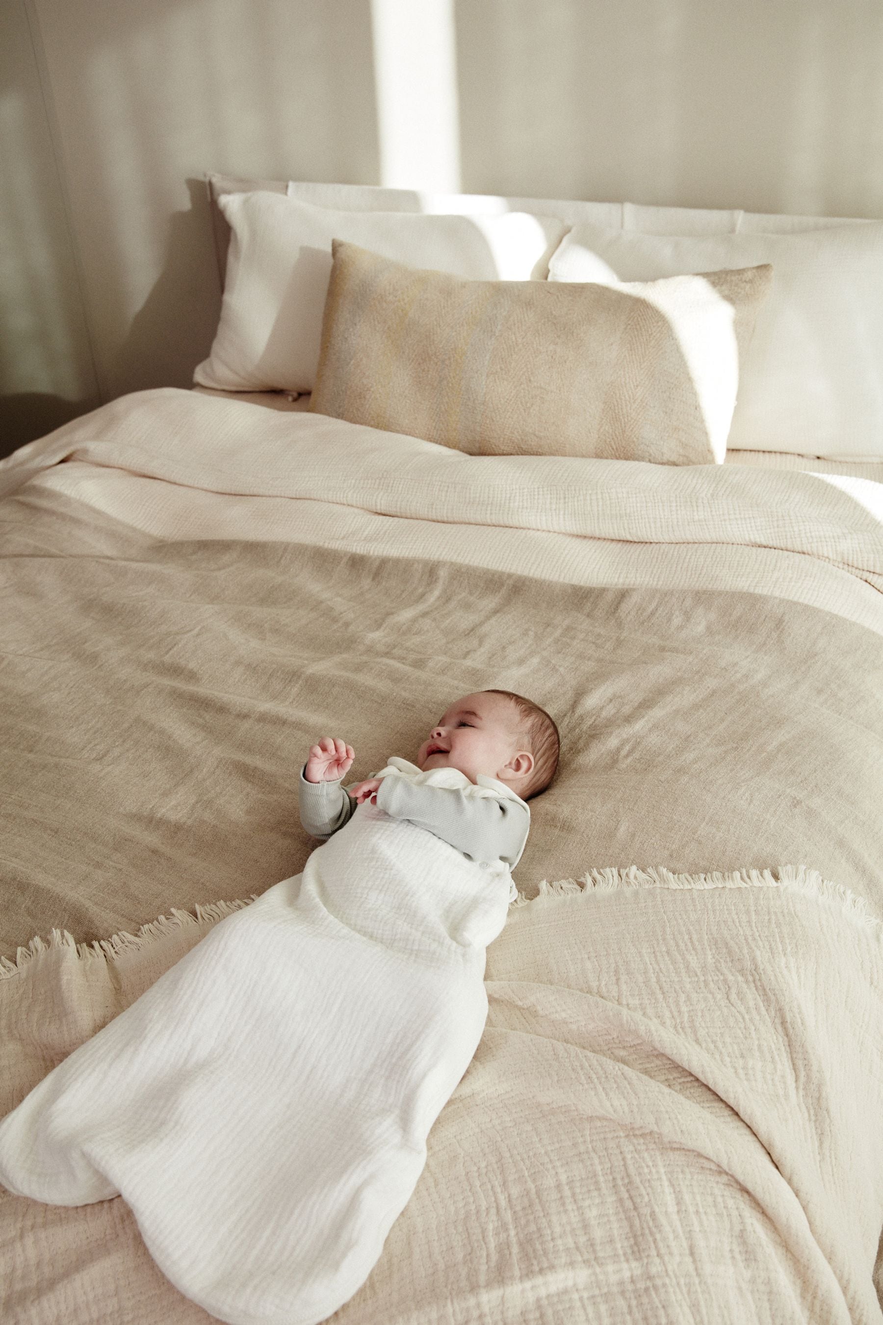 Cream Muslin 1 Tog Baby 100% Cotton Sleep Bag