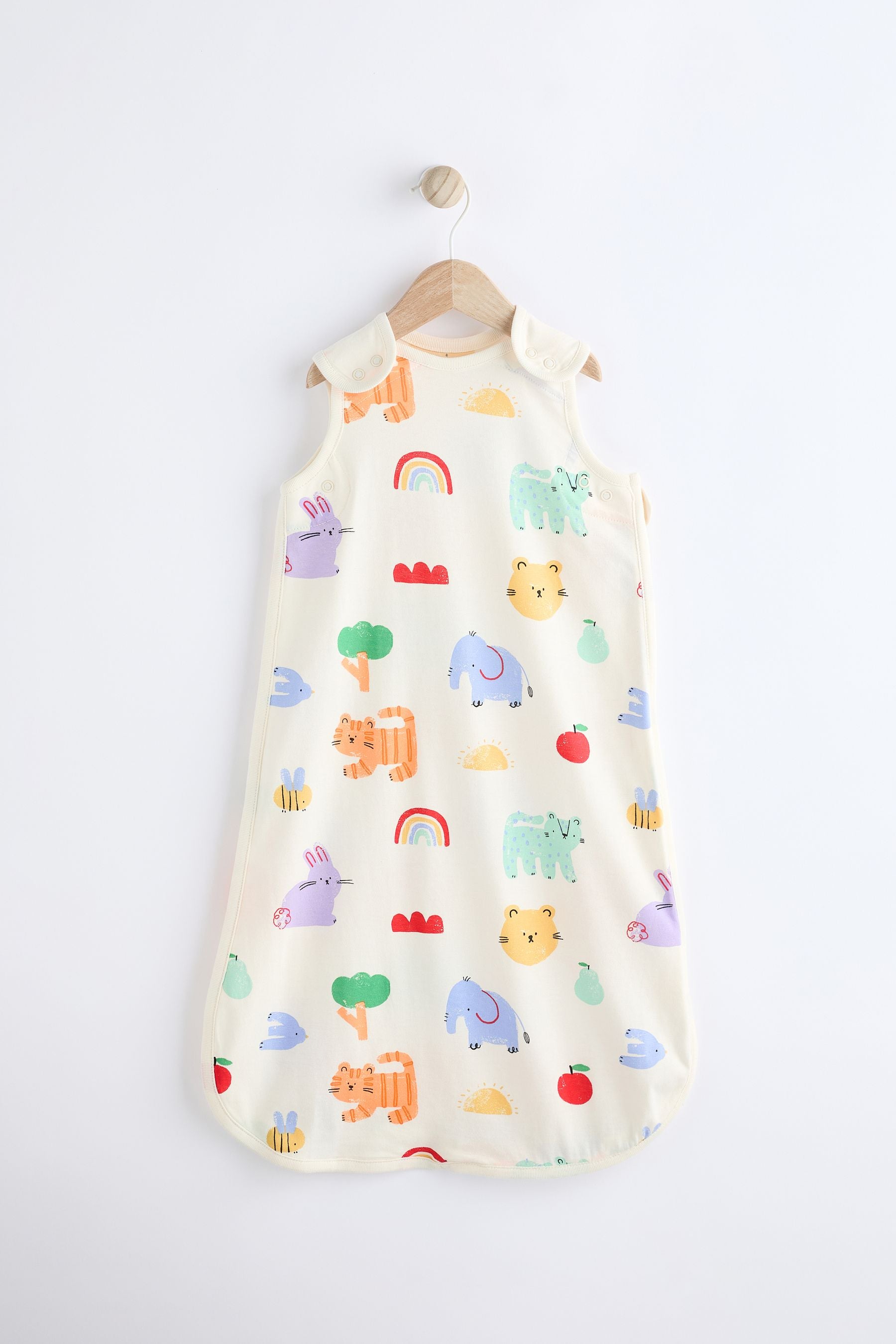 Beige Animals 0.5 Tog Baby 100% Cotton Sleep Bag