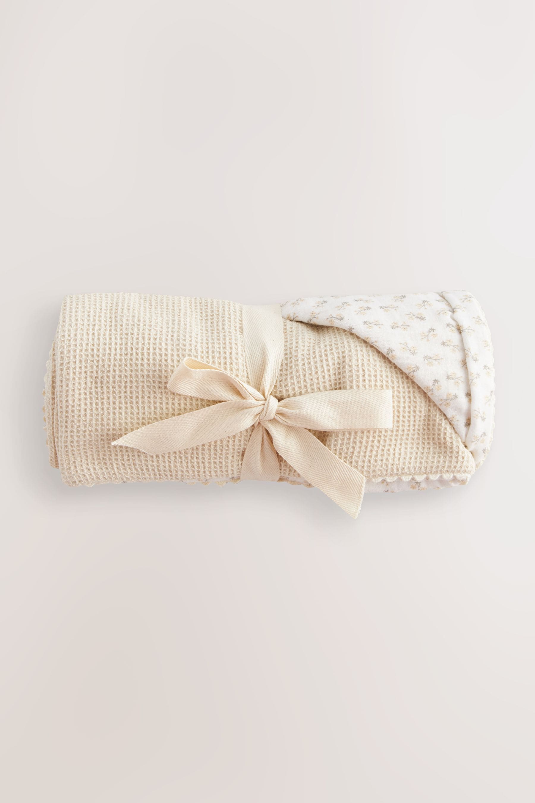 Natural Floral Baby 100% Cotton Waffle & Muslin Blanket