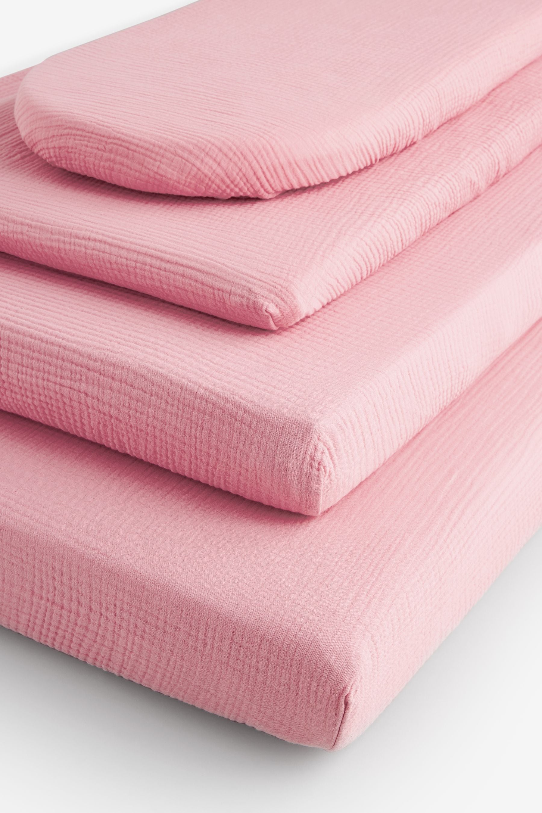 Pink 2 Pack Baby 100% Cotton Muslin Fitted Sheets