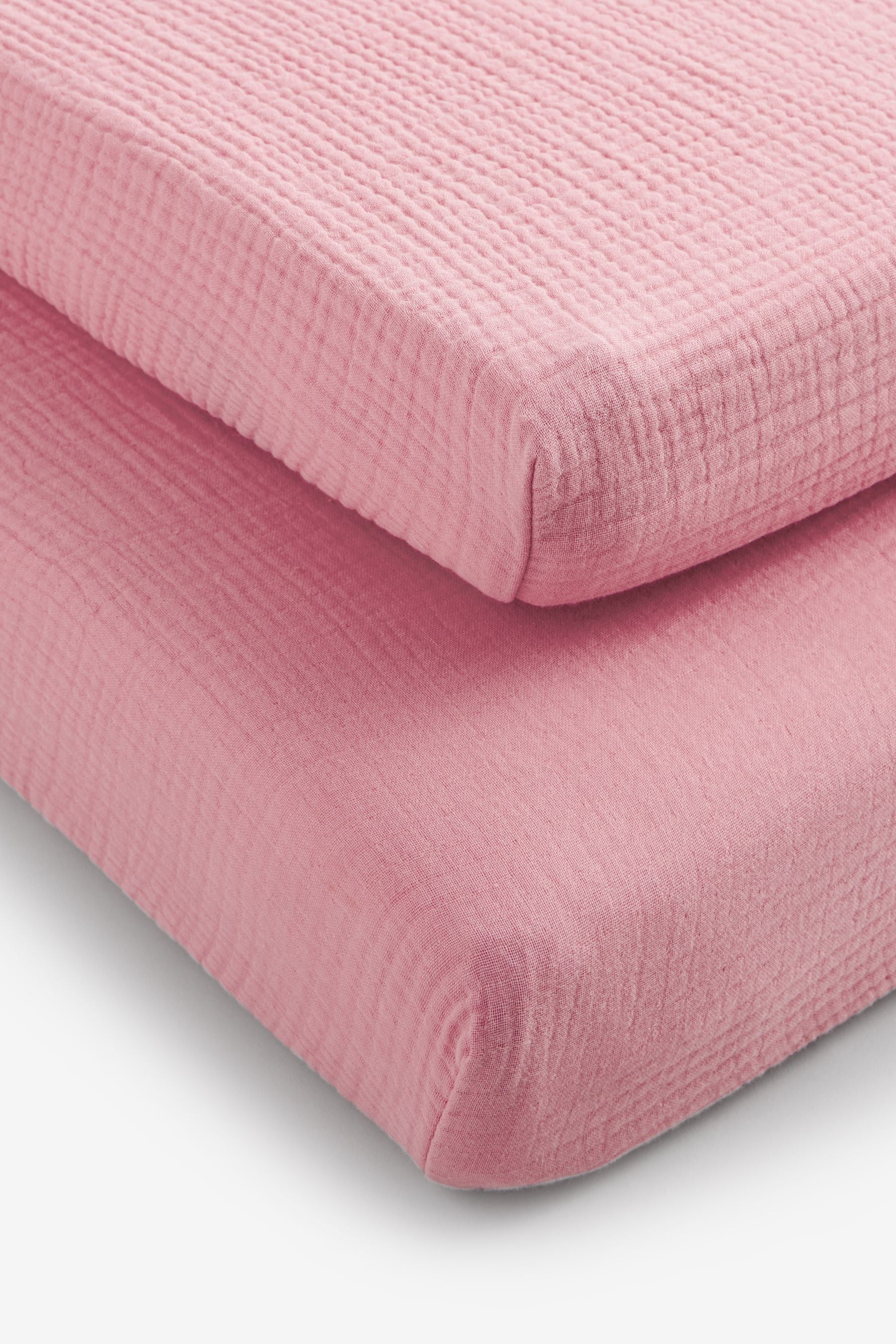 Pink 2 Pack Baby 100% Cotton Muslin Fitted Sheets