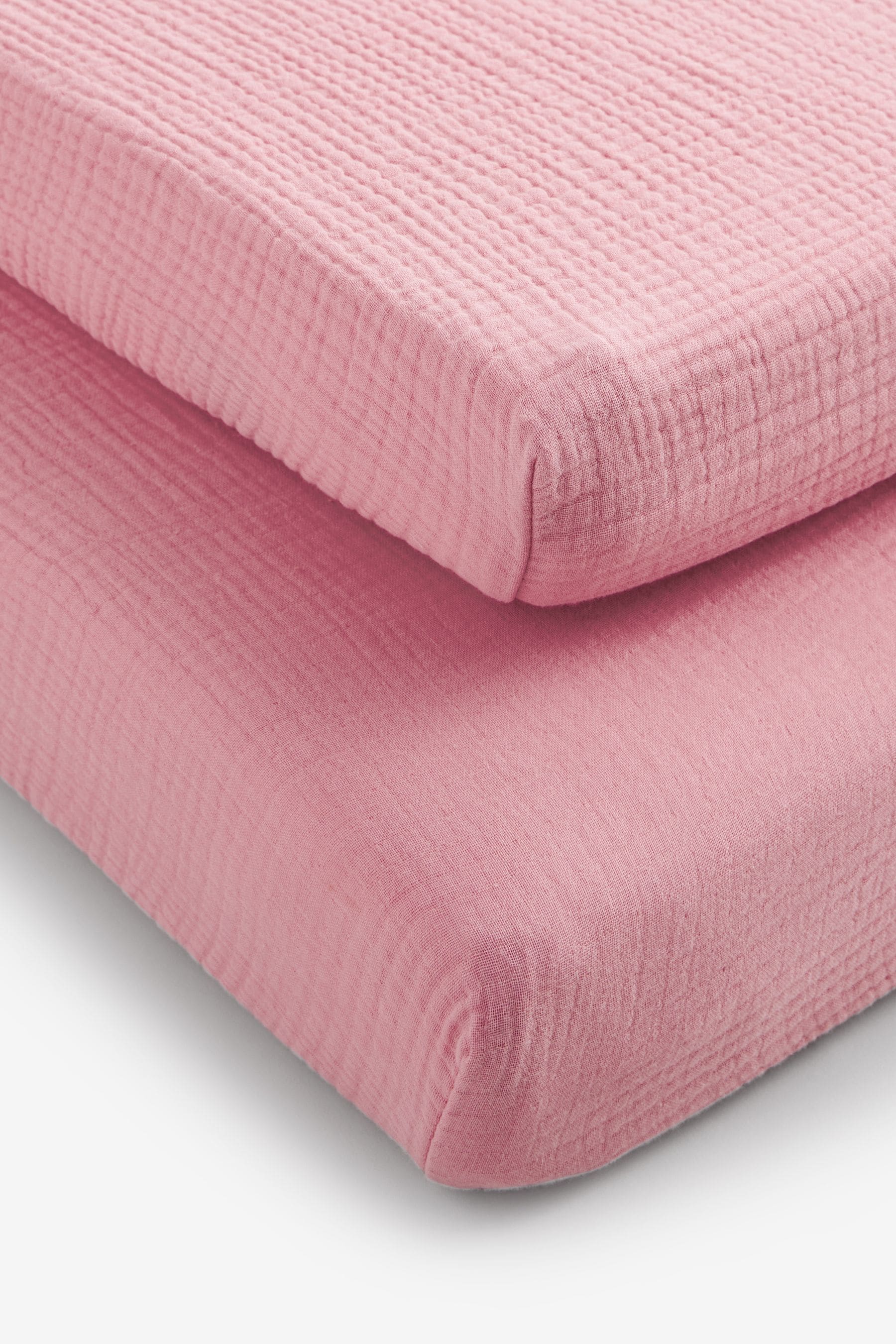 2 Pack Pink Baby 100% Cotton Muslin Fitted Sheets