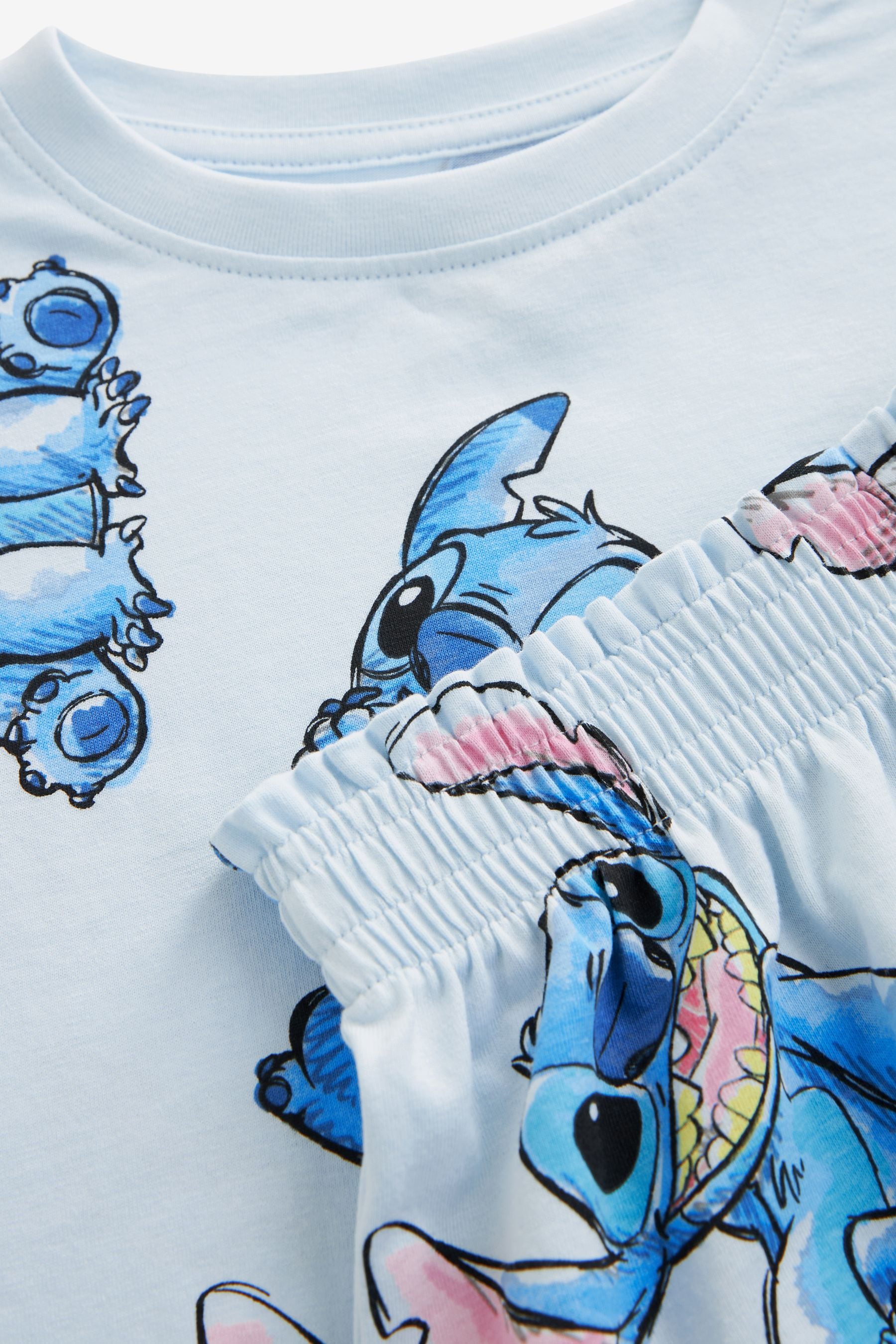 Blue Lilo And Stitch License 100% Cotton Short Pyjamas (2-16yrs)