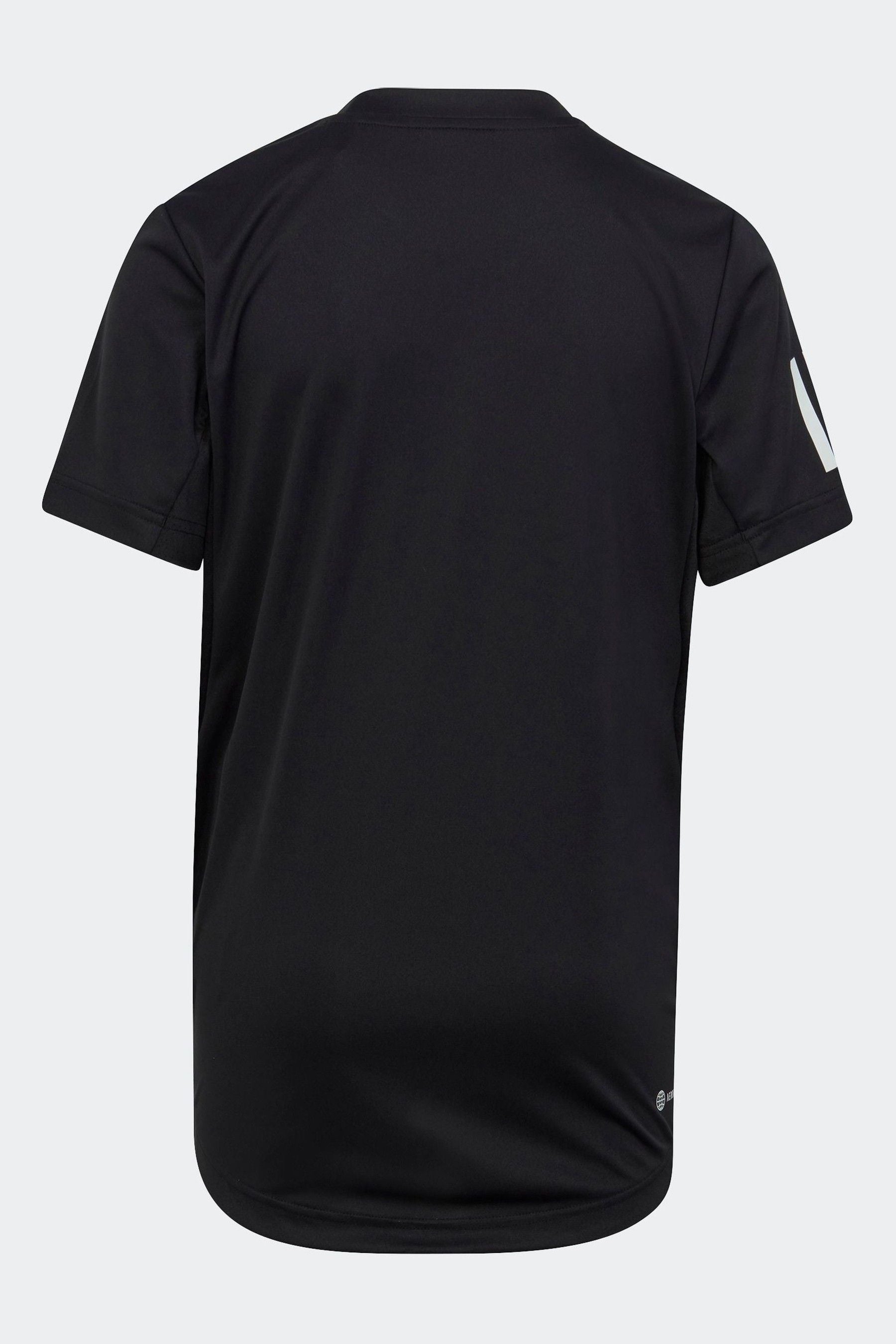 adidas Black Tennis Club 3 Stripe T-Shirt