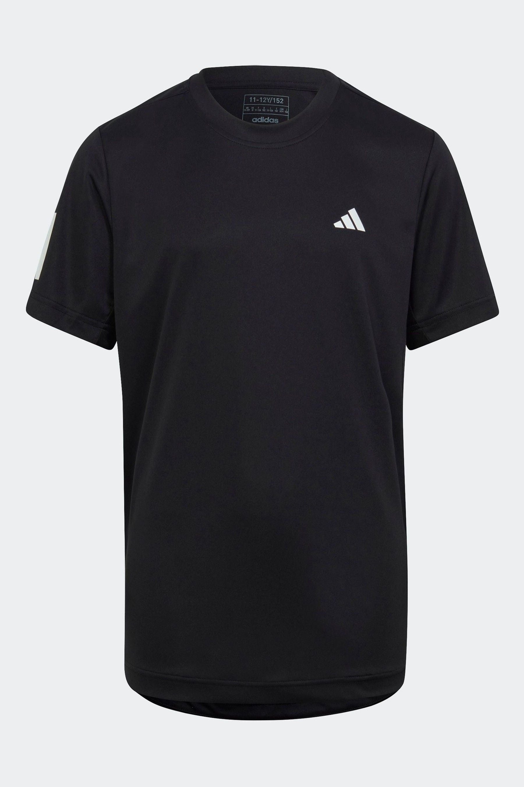 adidas Black Tennis Club 3 Stripe T-Shirt