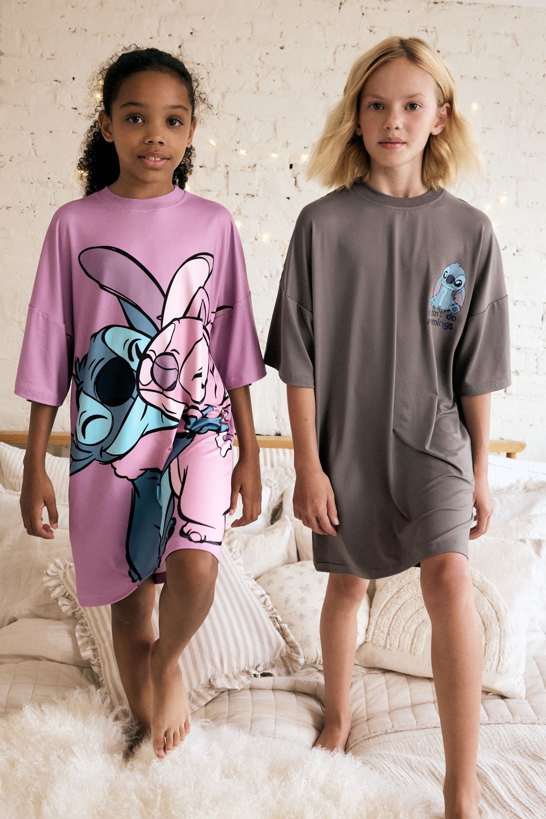 Grey/Purple Lilo & Stitch License Nighties 2 Pack (3-14yrs)