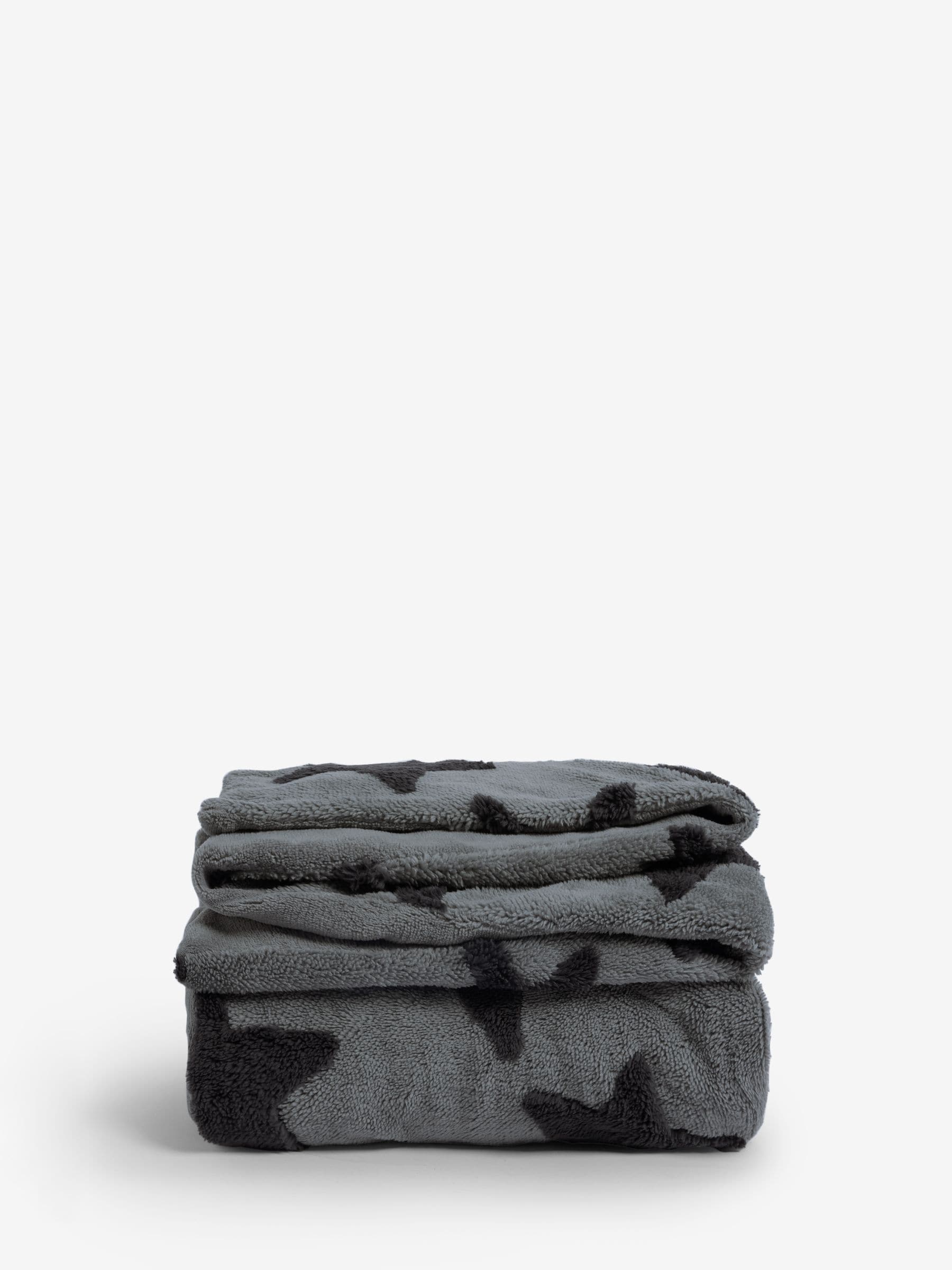 Grey / Black Star Super Soft Fleece Blanket