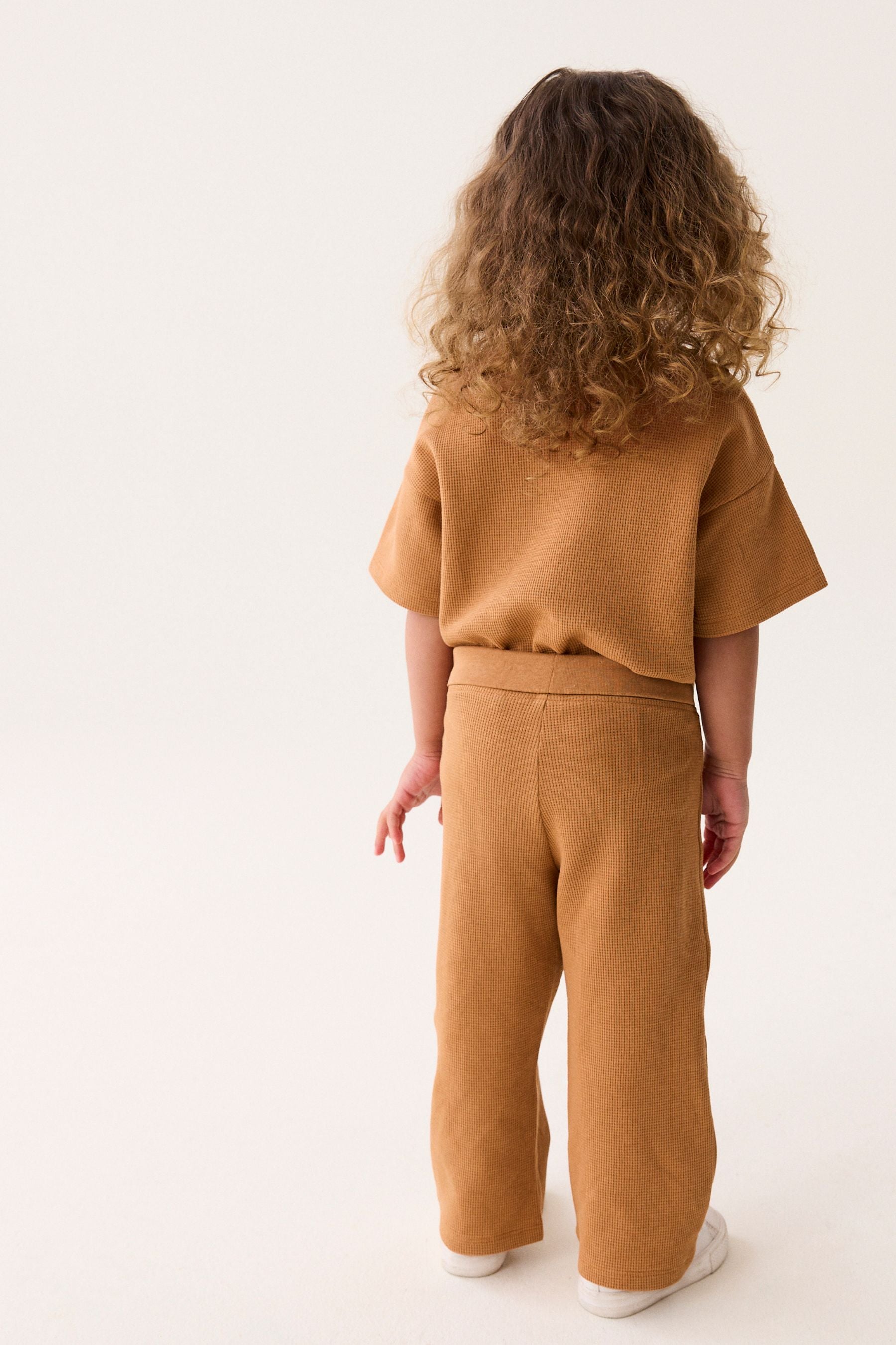 Brown Short Sleeve T-Shirt and Wide Leg Trousers Set (3mths-7yrs)