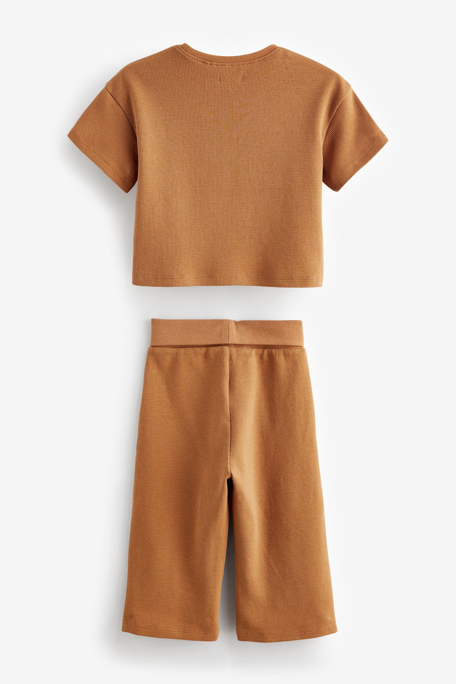 Brown Short Sleeve T-Shirt and Wide Leg Trousers Set (3mths-7yrs)