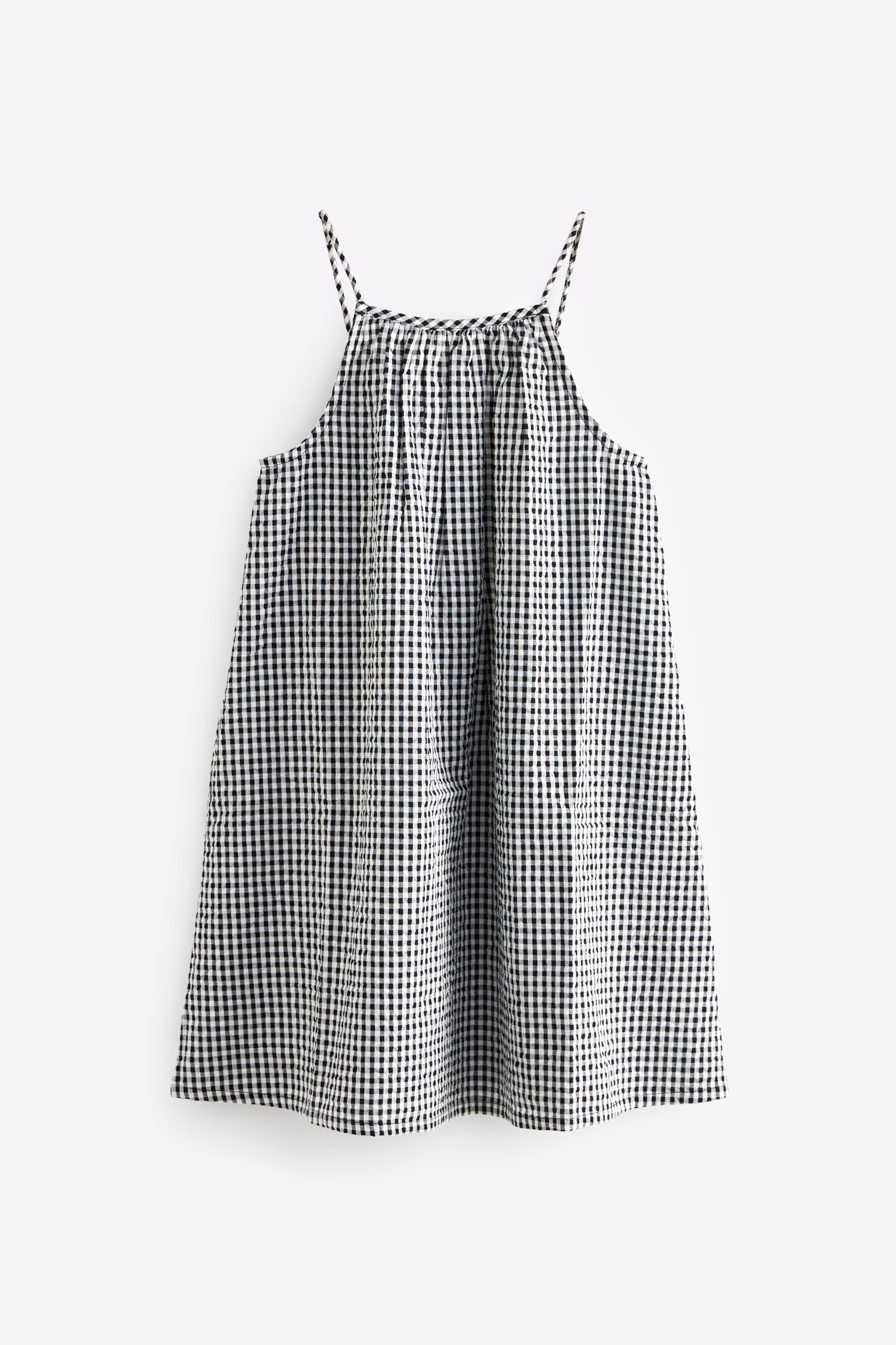 Black/White Gingham 100% Cotton Strappy Sundress (3-16yrs)