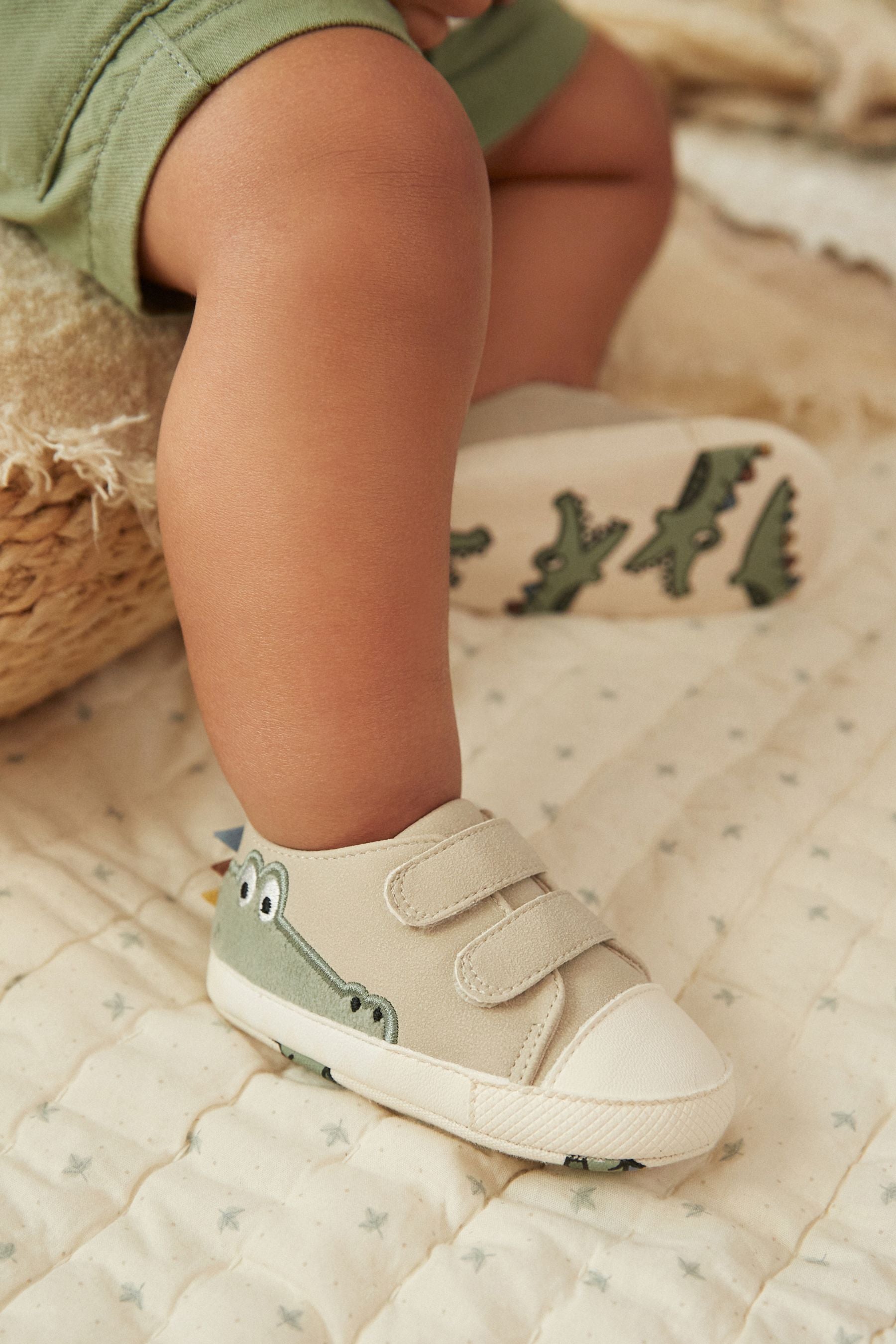 Neutral Crocodile Two Strap Baby Trainers (0-24mths)