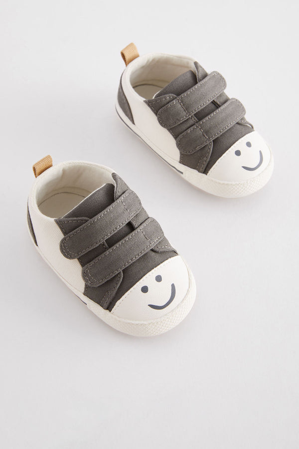 Black/White Happy Two Strap Baby Trainers (0-24mths)