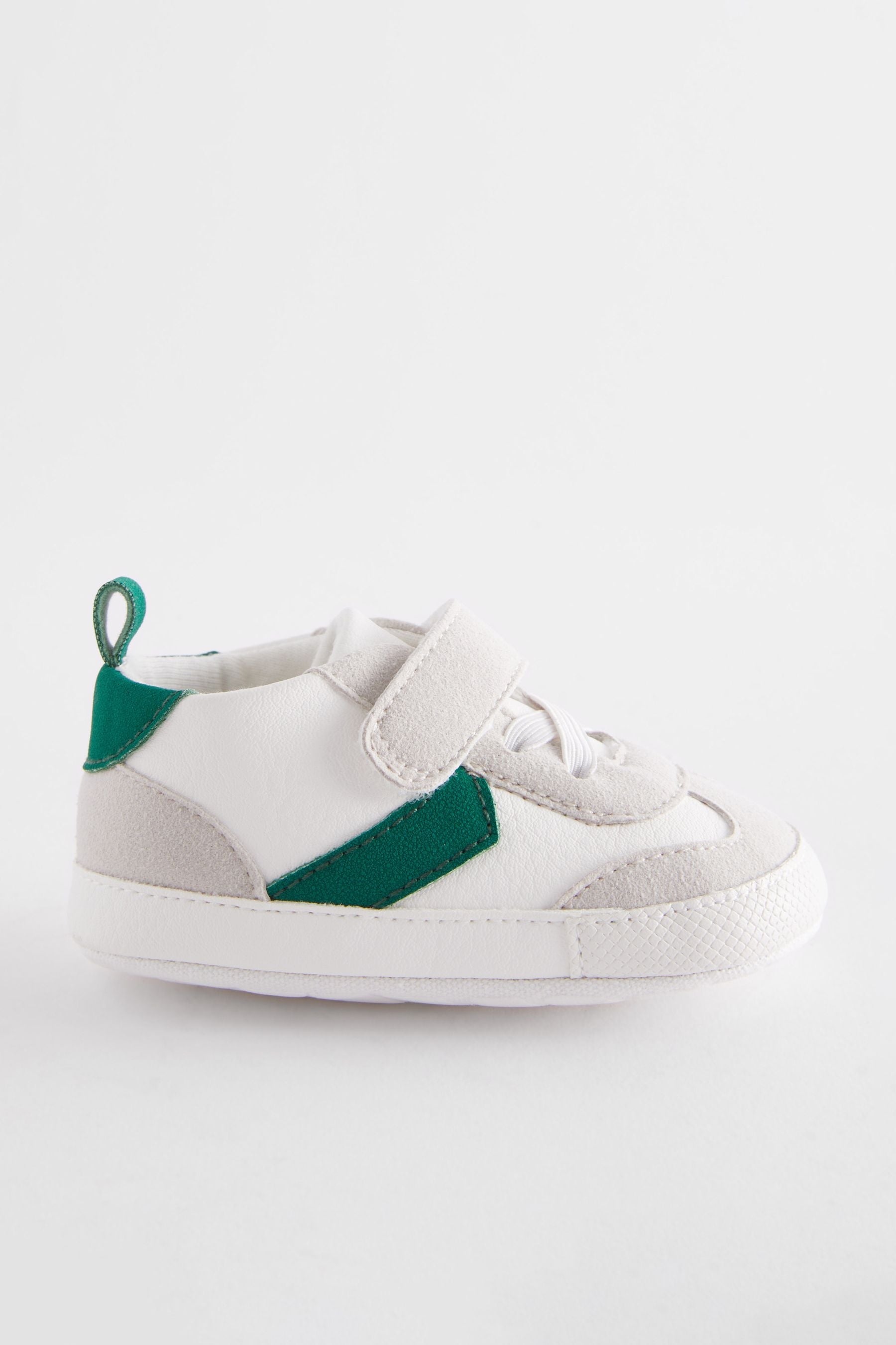 White/Green Touch Fastening Chevron Baby Trainers (0-24mths)