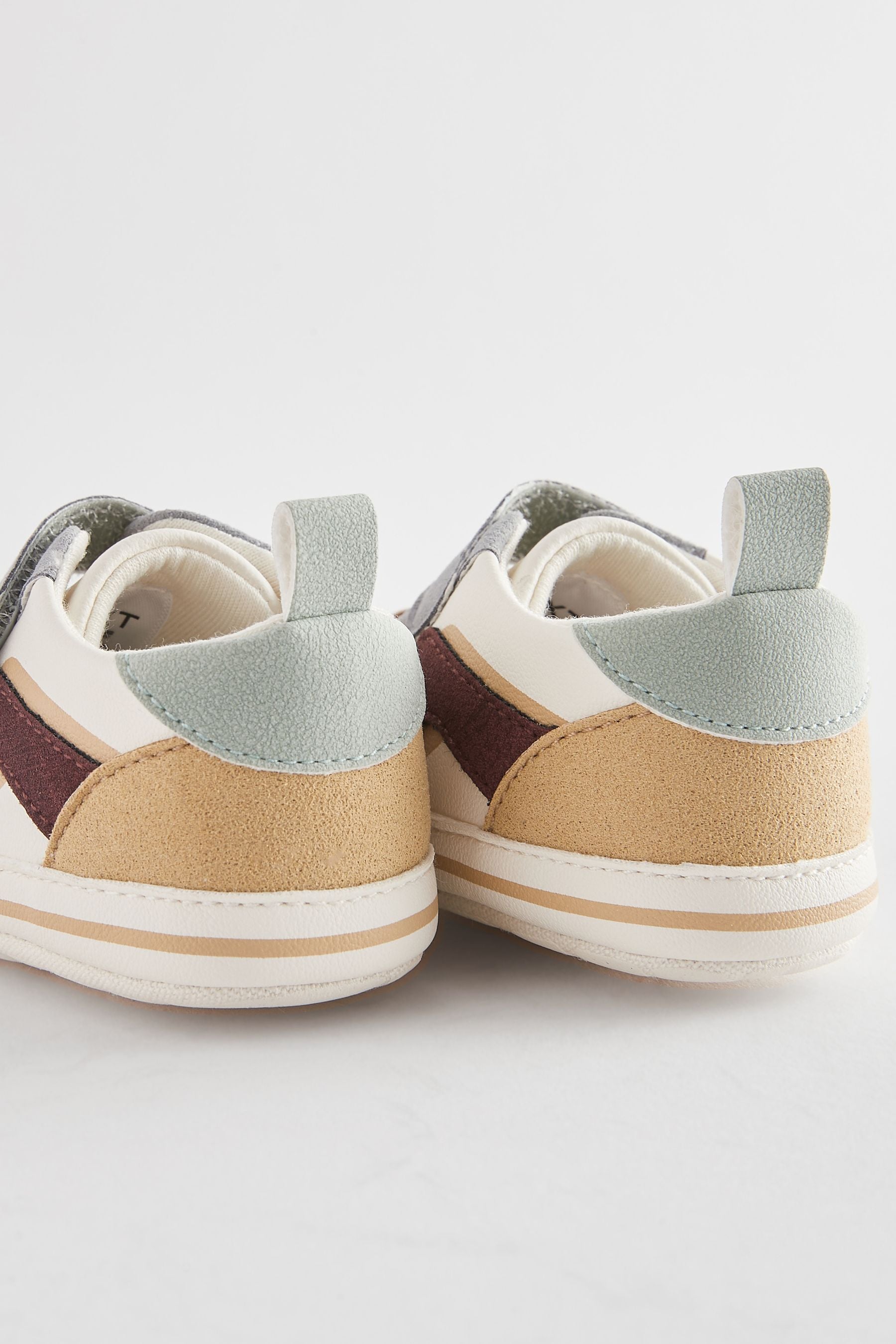 Rust Brown/Mineral Blue Touch Fastening Elastic Lace Baby Trainers (0-24mths)