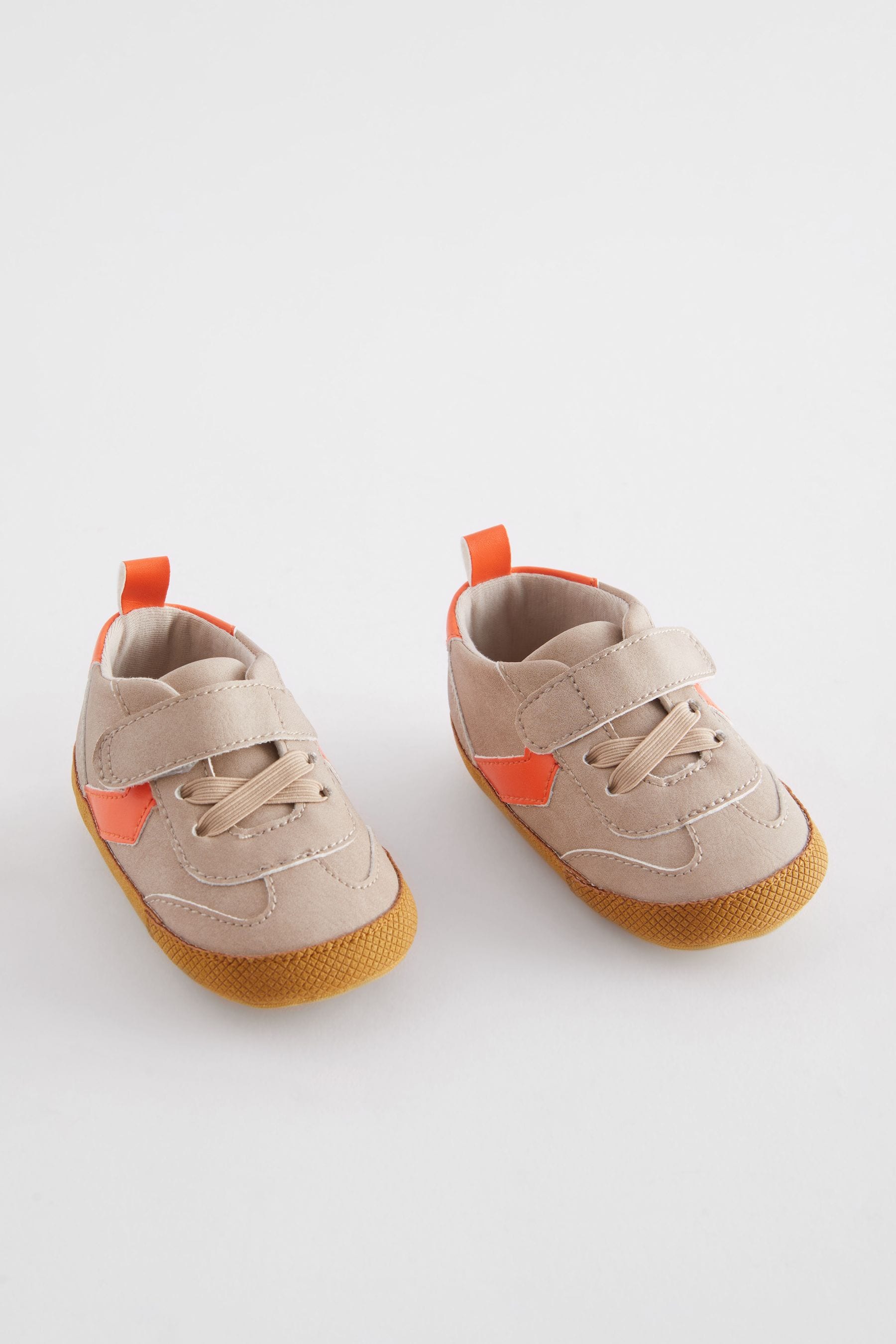 Neutral/Orange Touch Fastening Chevron Baby Trainers (0-24mths)