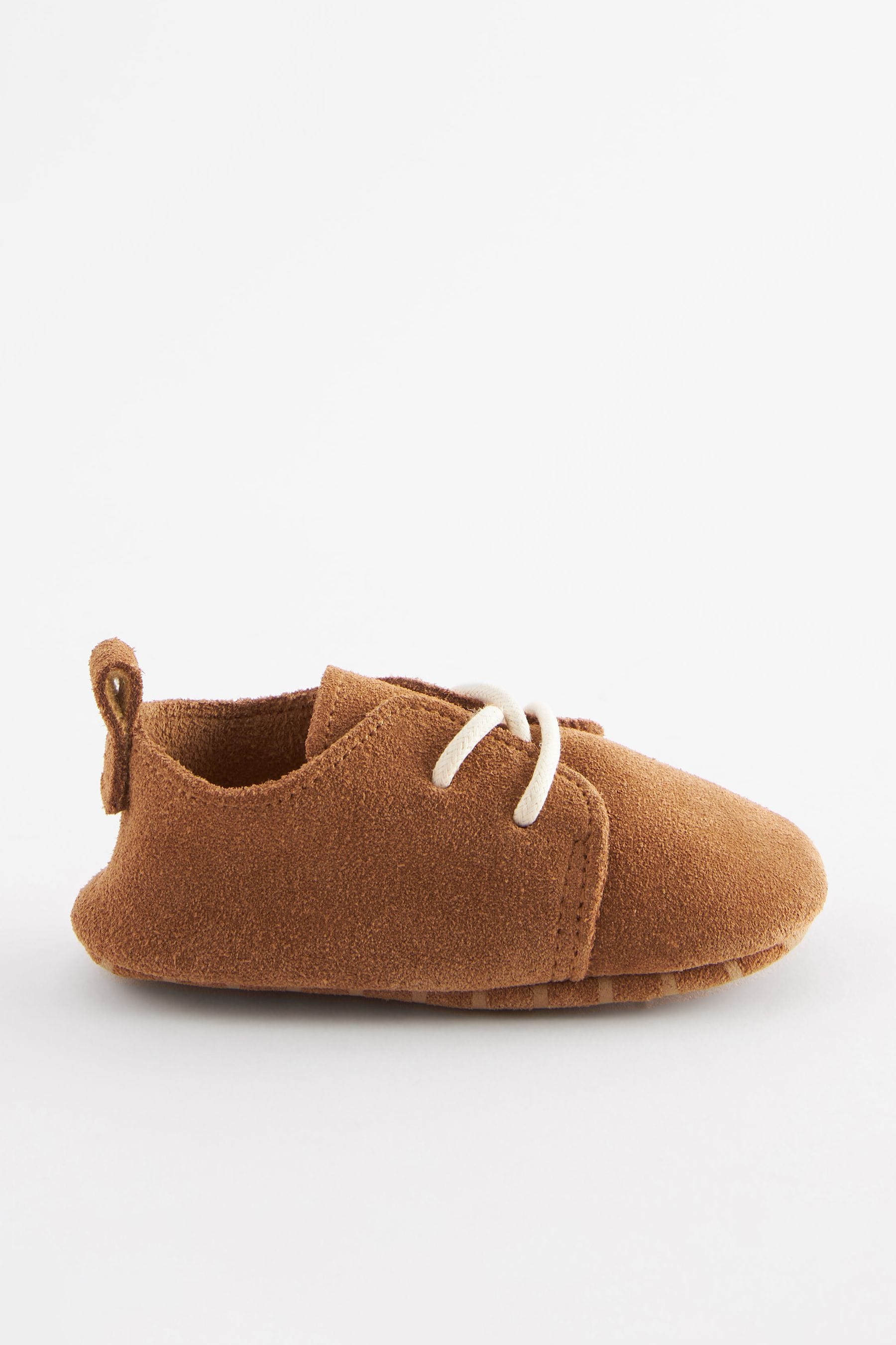 Tan Brown Suede Lace-Up Baby Shoes (0-24mths)