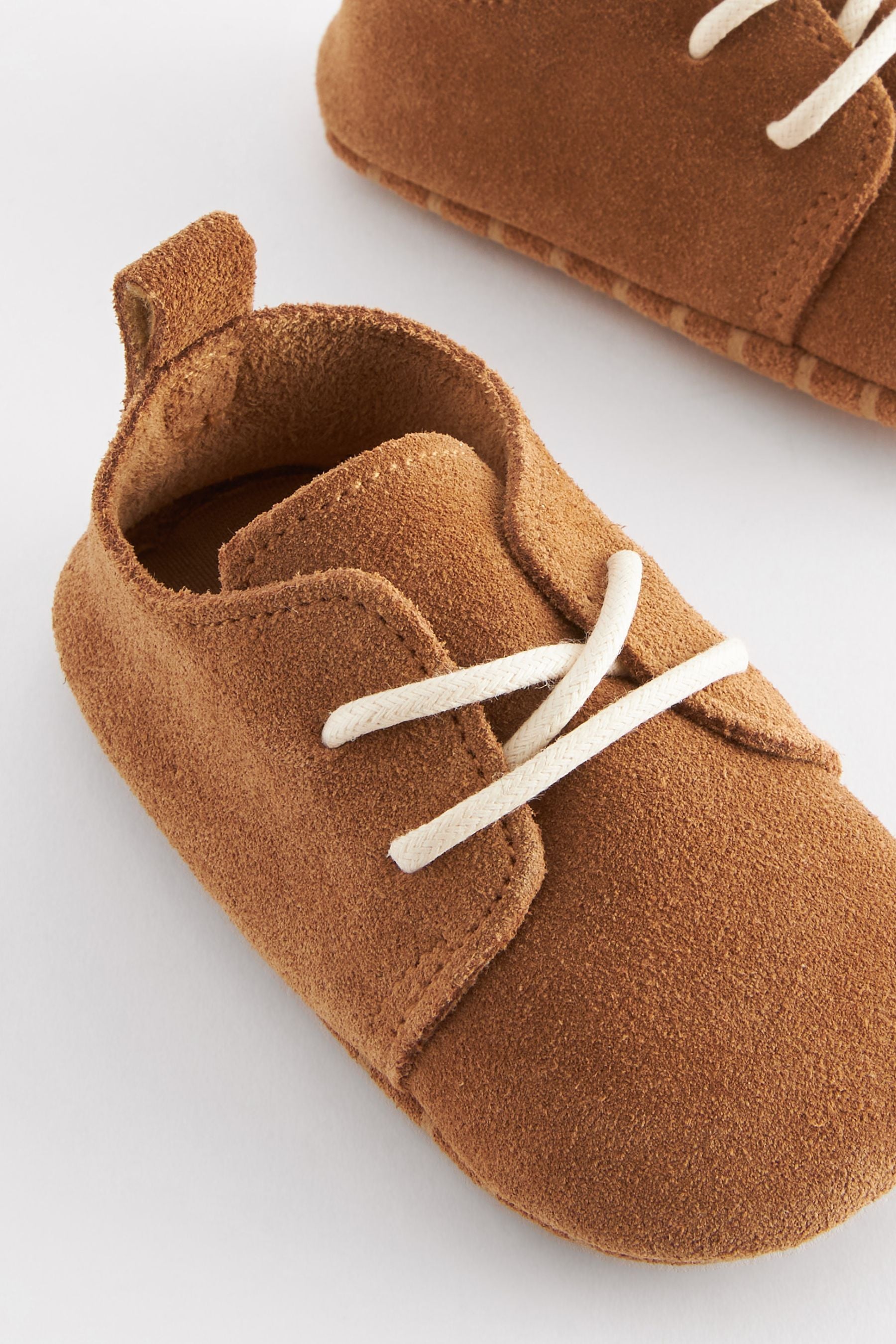 Tan Brown Suede Lace-Up Baby Shoes (0-24mths)